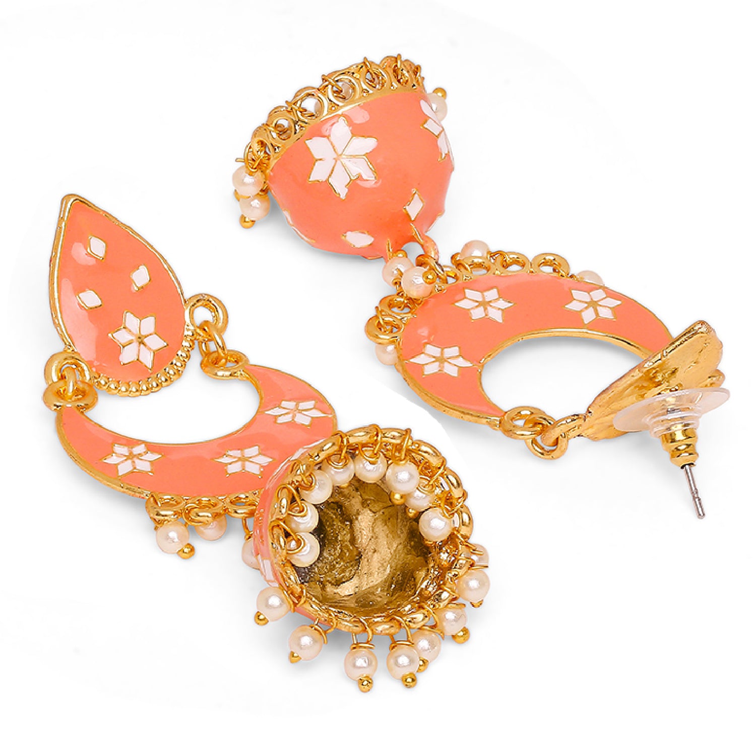 Meenakari work Dangler Chandbali Jhumki Earrings