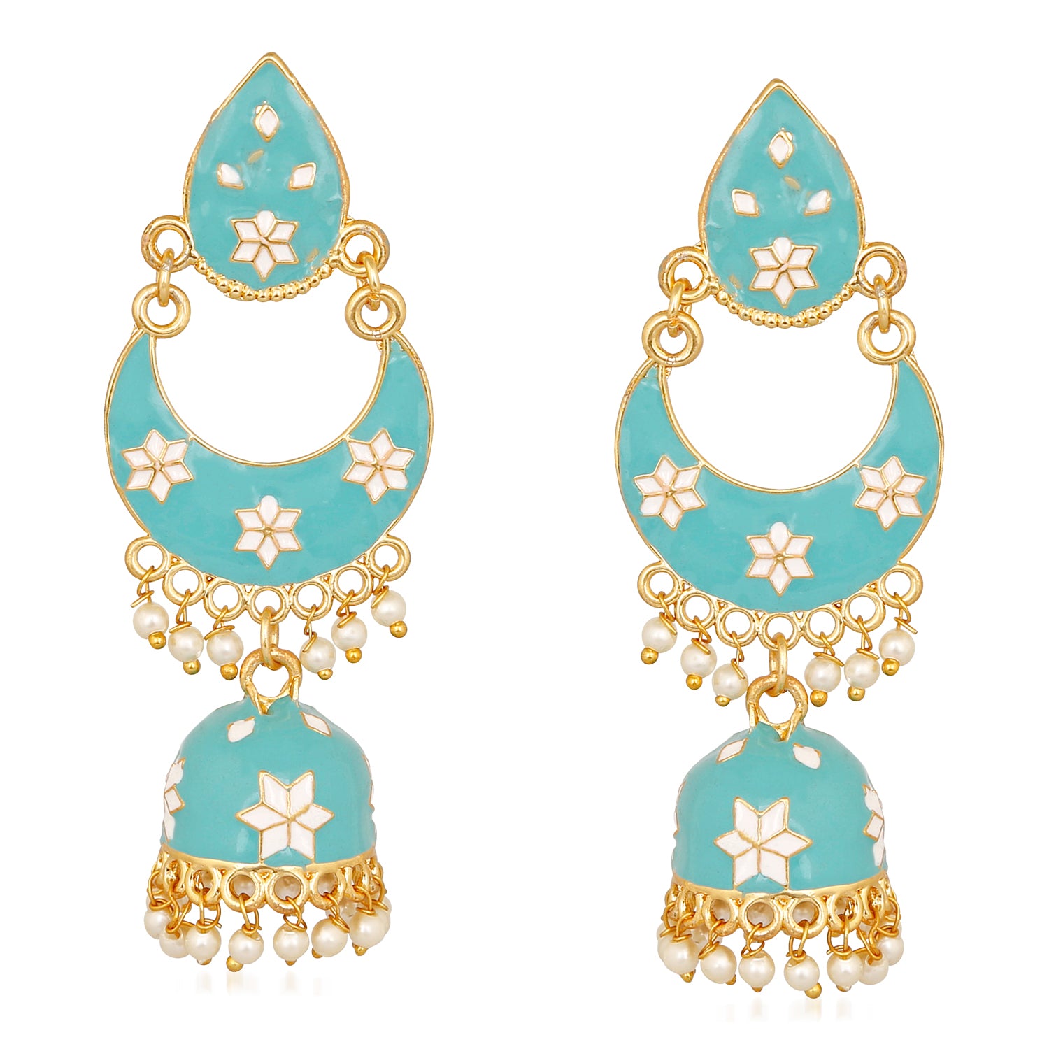 Meenakari work Dangler Chandbali Jhumki Earrings