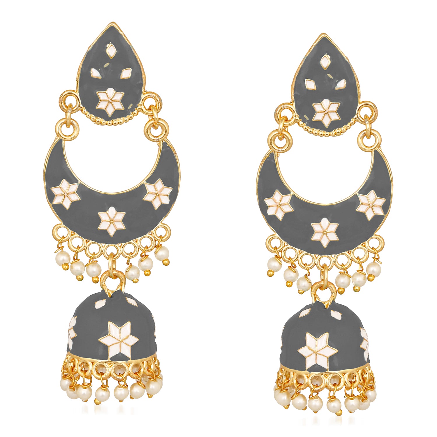 Meenakari work Dangler Chandbali Jhumki Earrings