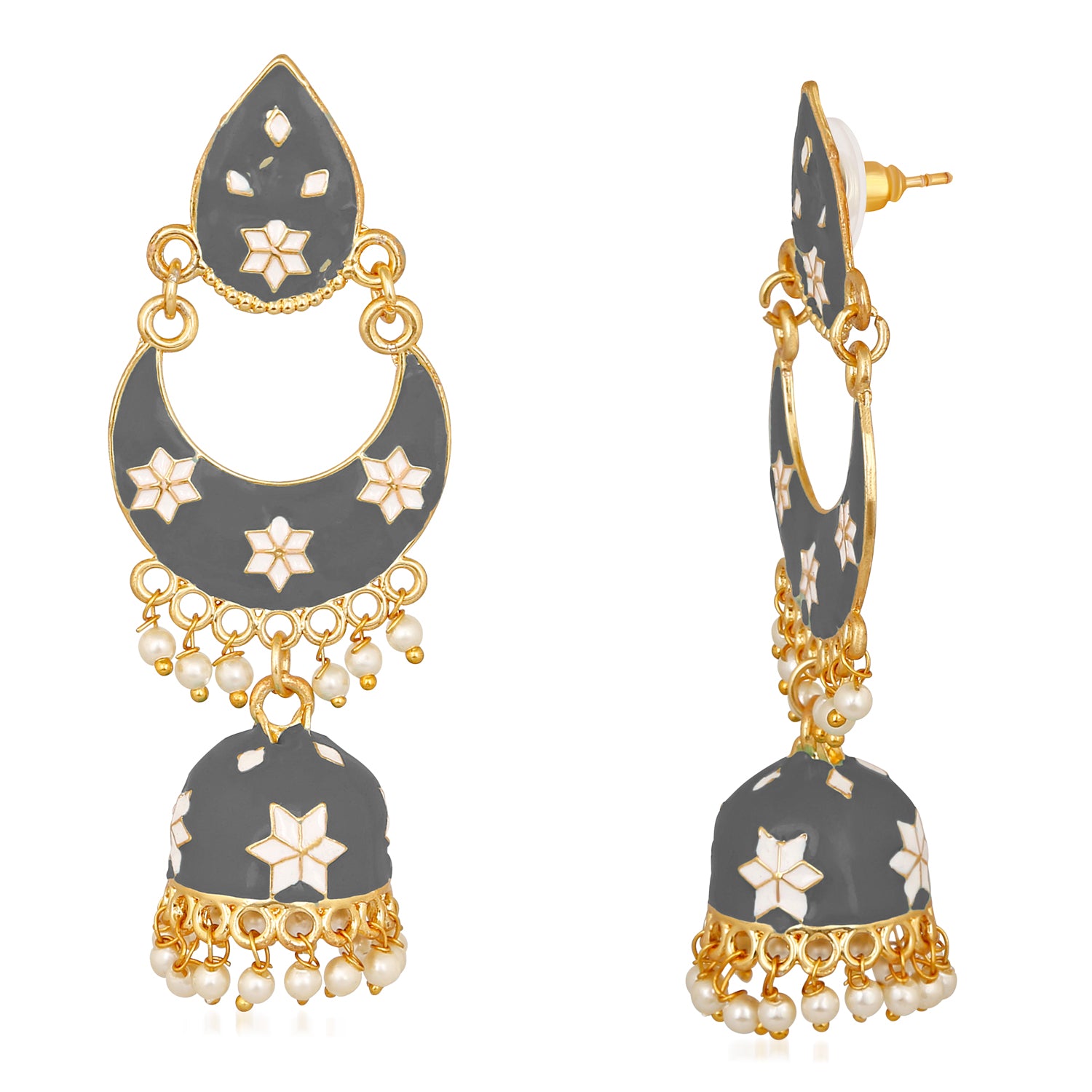 Meenakari work Dangler Chandbali Jhumki Earrings