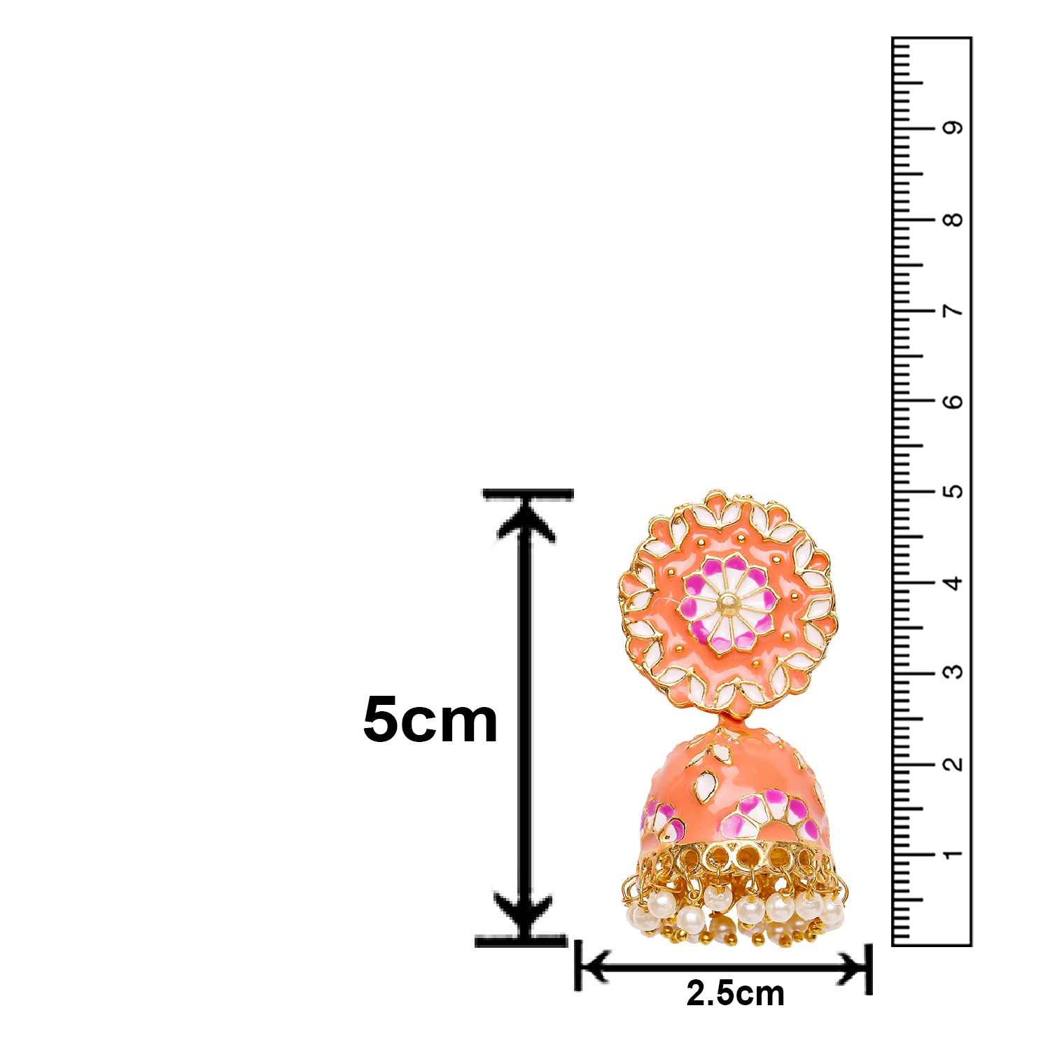 Classic Meenakari Enamelled Artificial Pearl Jhumka Earrings