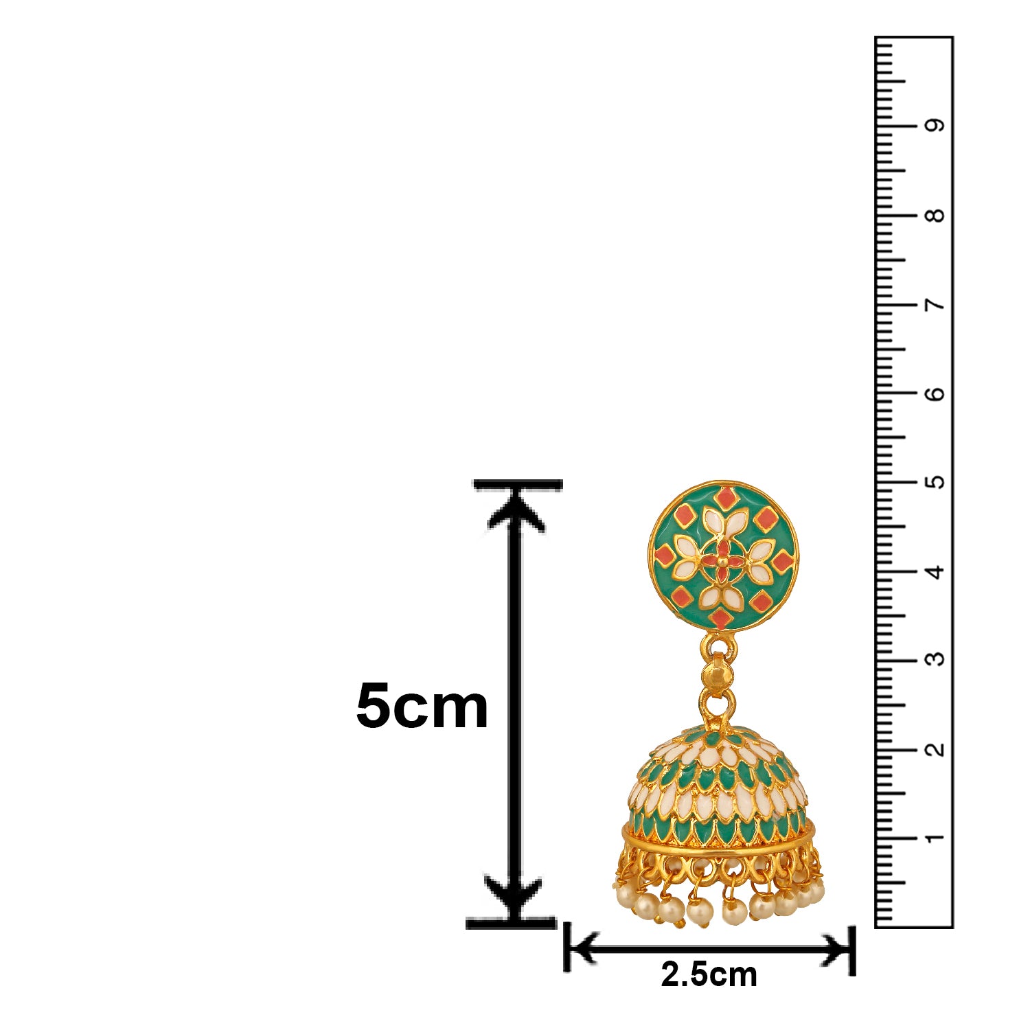 Traditional Green Designer Enamel Artificial Pearl Jhumki Earrings