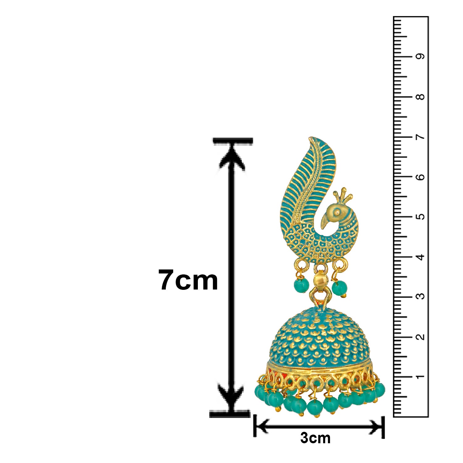 Gold Tone Blue Meenakari work Blooming Peacock Shaped Jhumki Earrings