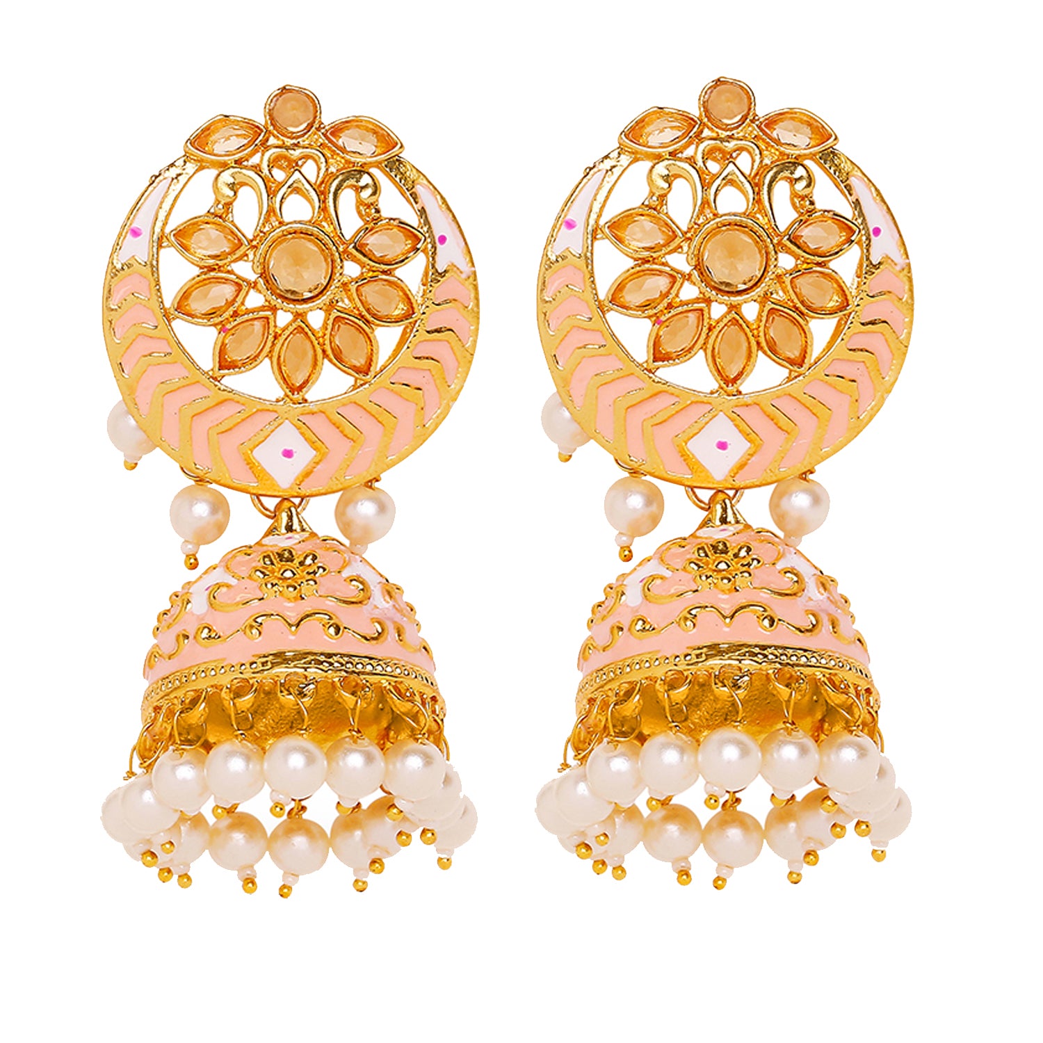 Meenakari Work Enamelled Jhumki Earrings