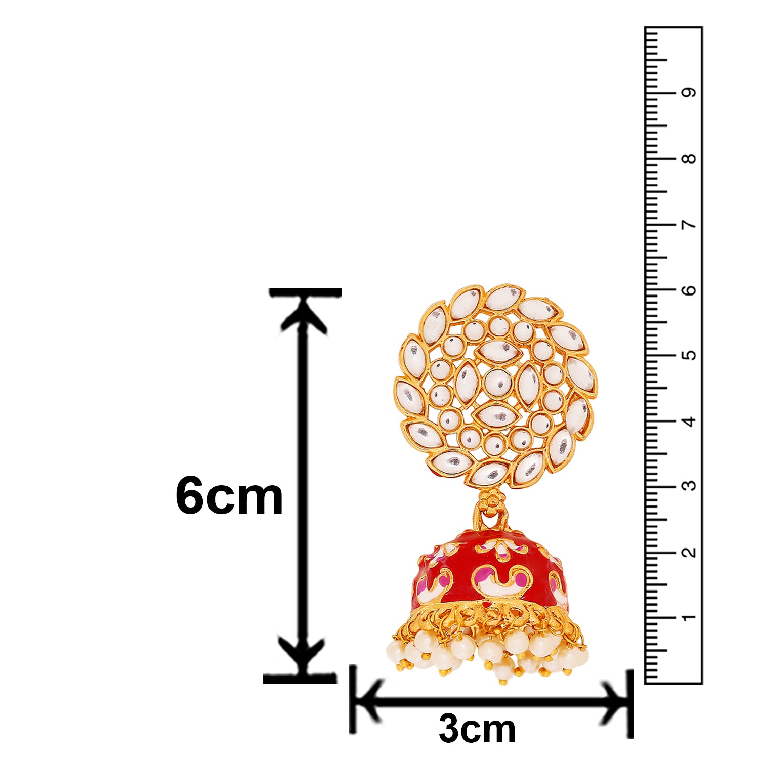 Meenakari Work Enamelled Kundan and Jhumki Earrings