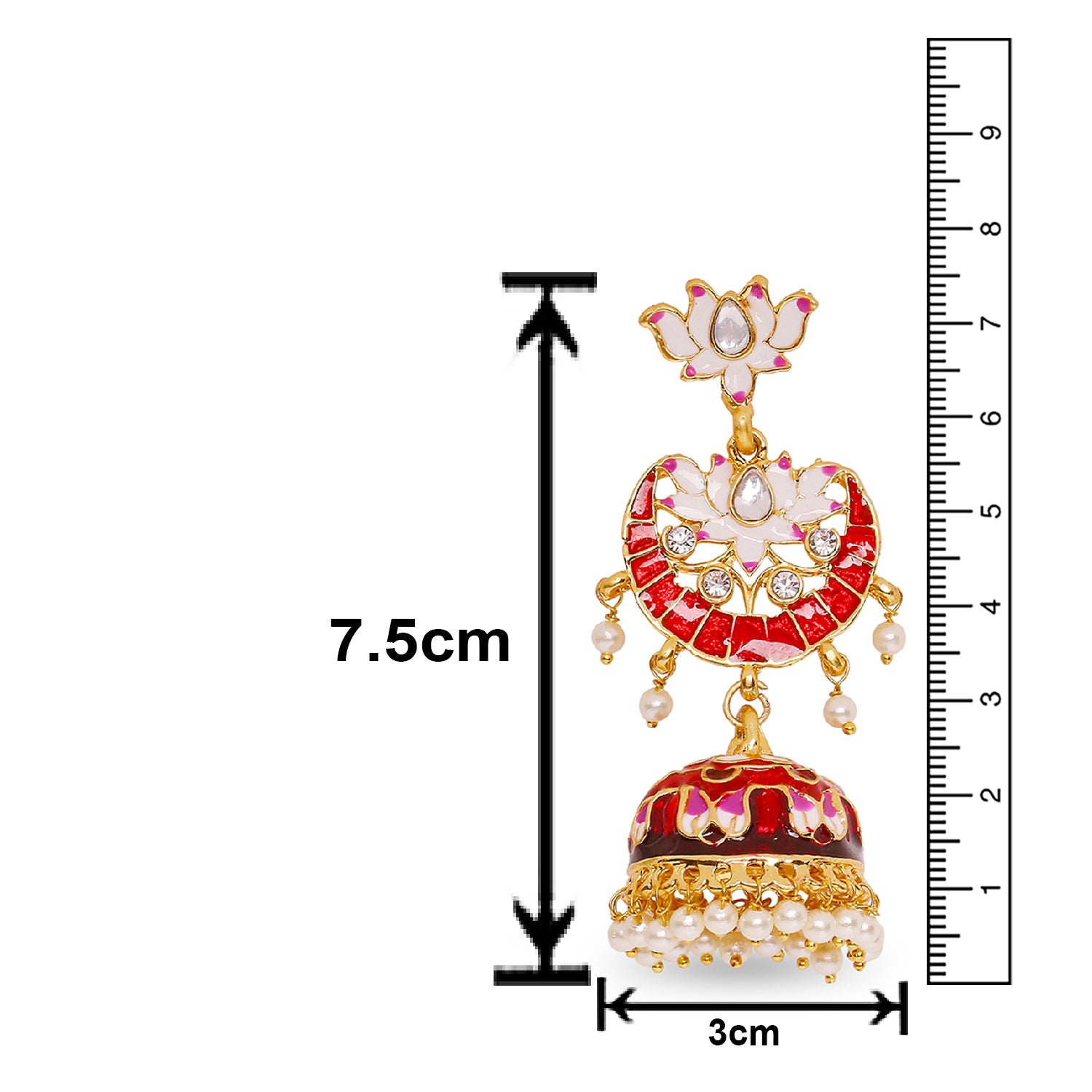 Meenakari Work Enamelled Lotus Shaped Dangle Jhumka Earrings