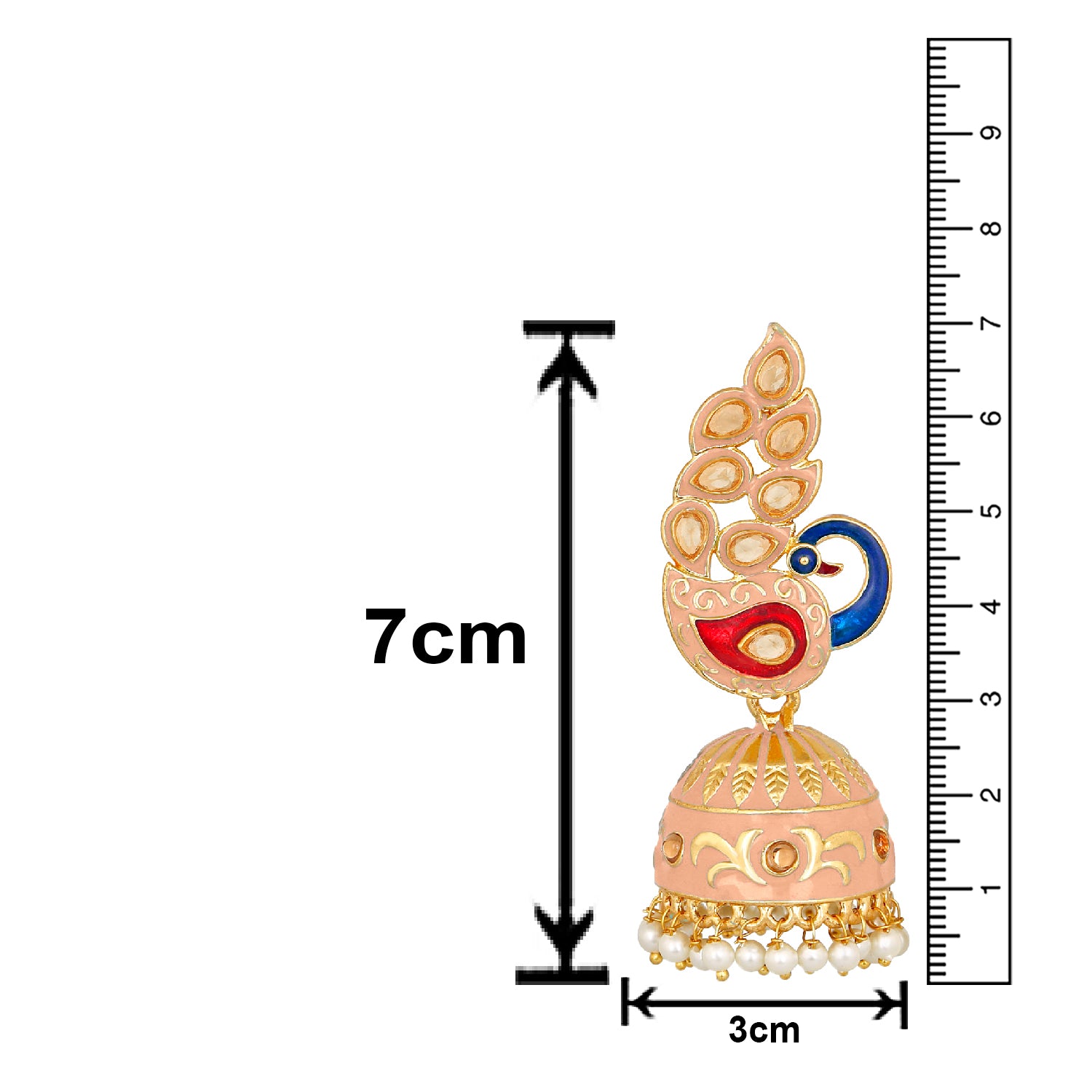 Traditional Ethnic Pink Meena Peacock Dangle Jumka Earrings