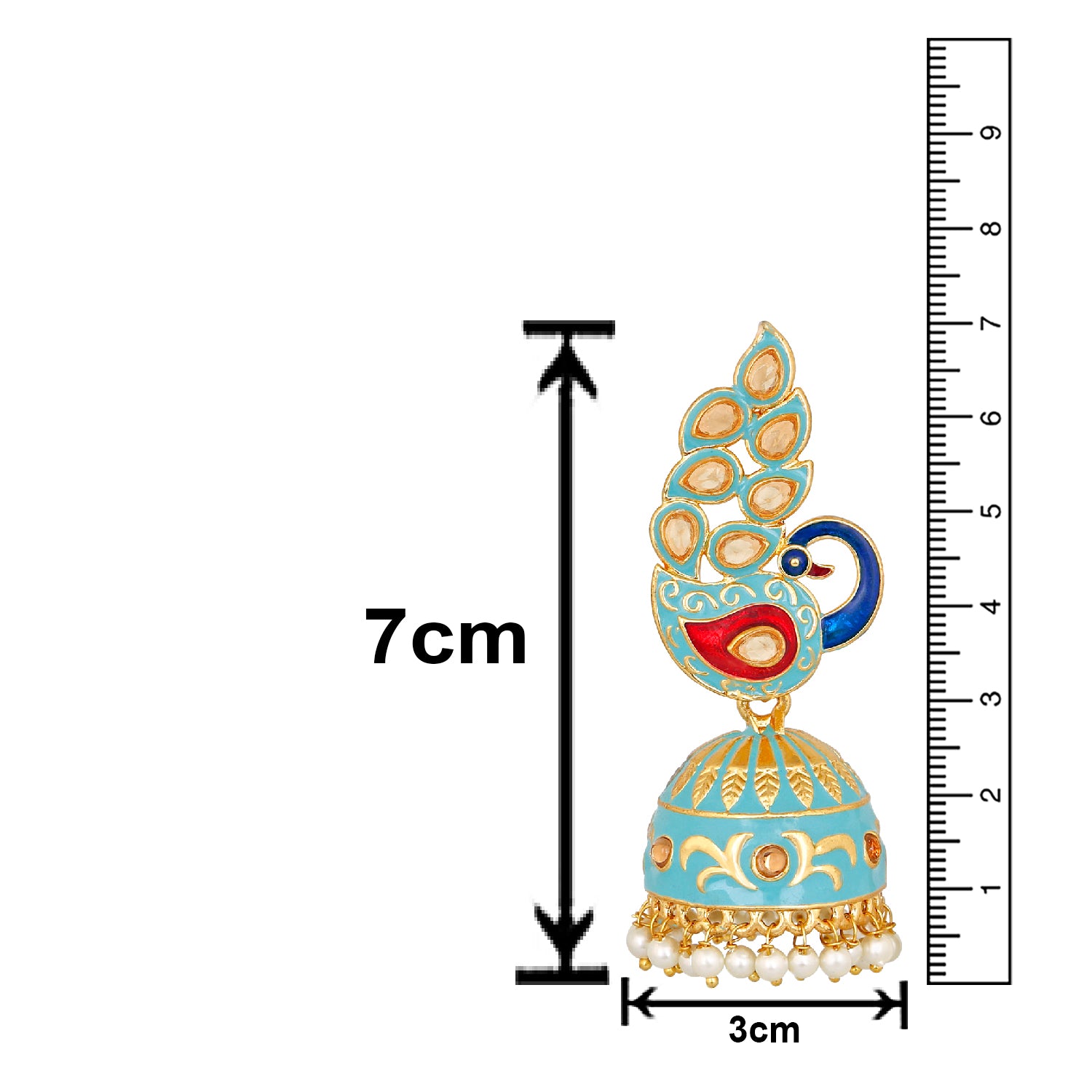 Traditional Ethnic Pink Meena Peacock Dangle Jumka Earrings