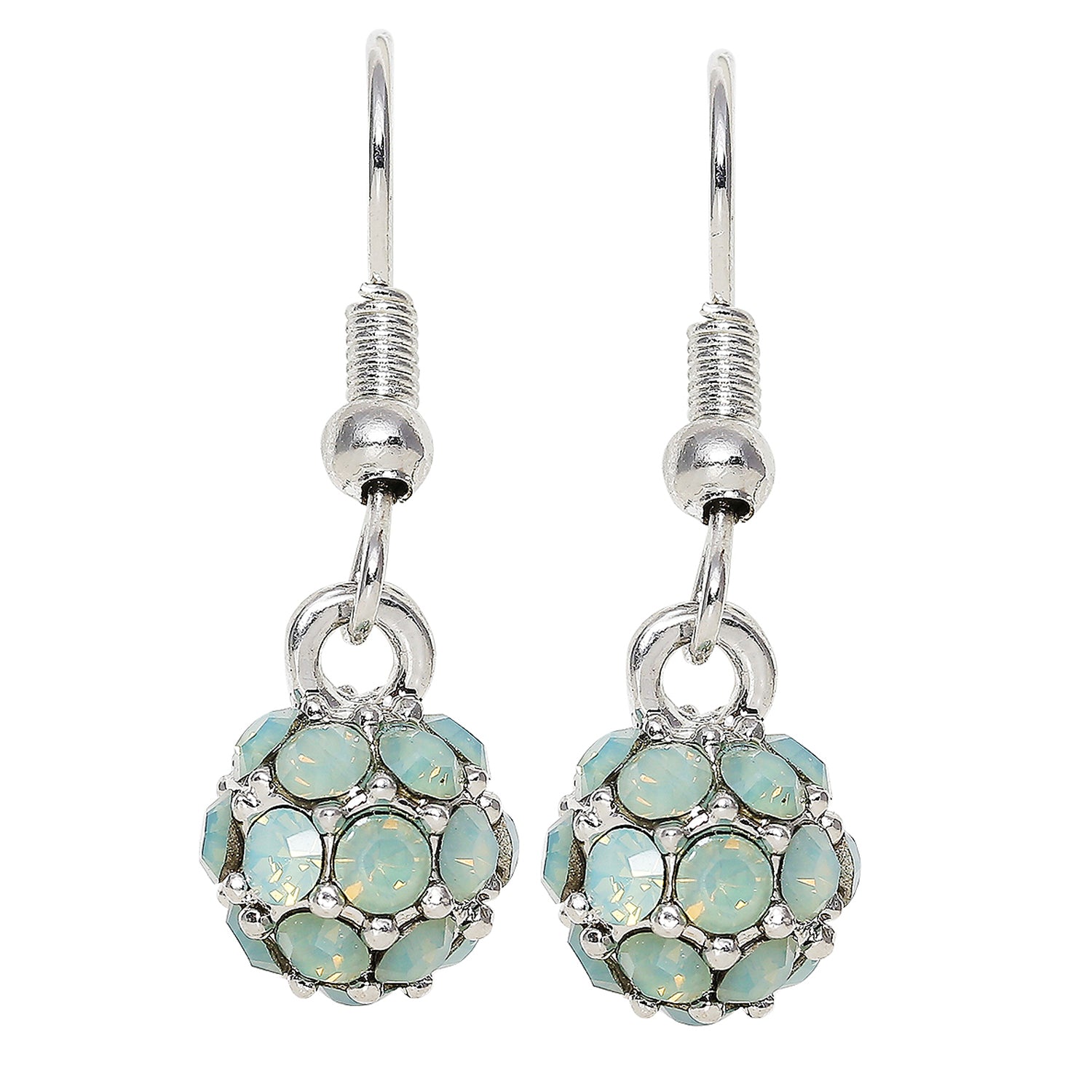 Royal Sparklers Green Crystals Ball Earrings