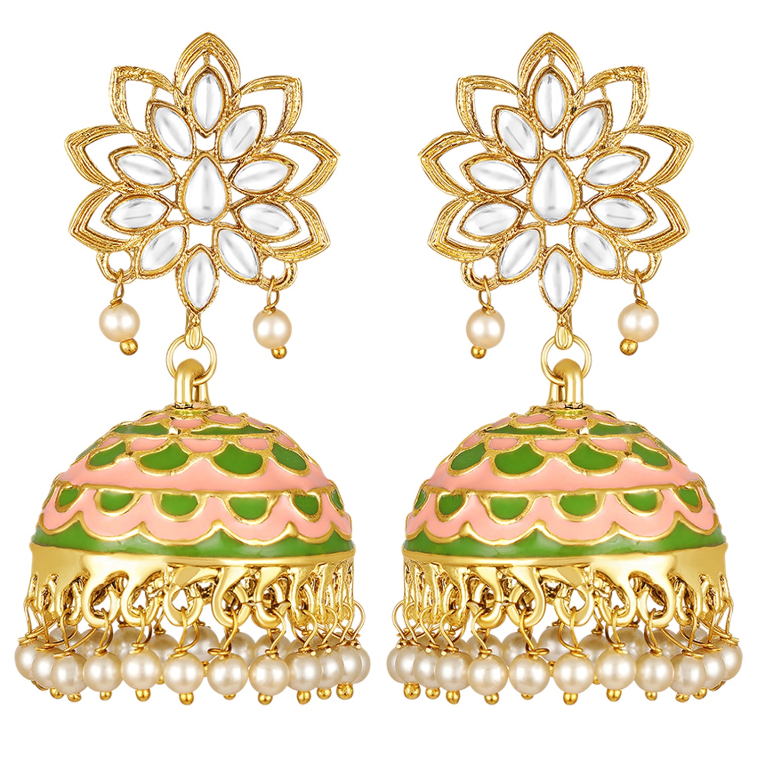 Meenakari Work Enamelled Jhumka Traditional Earings