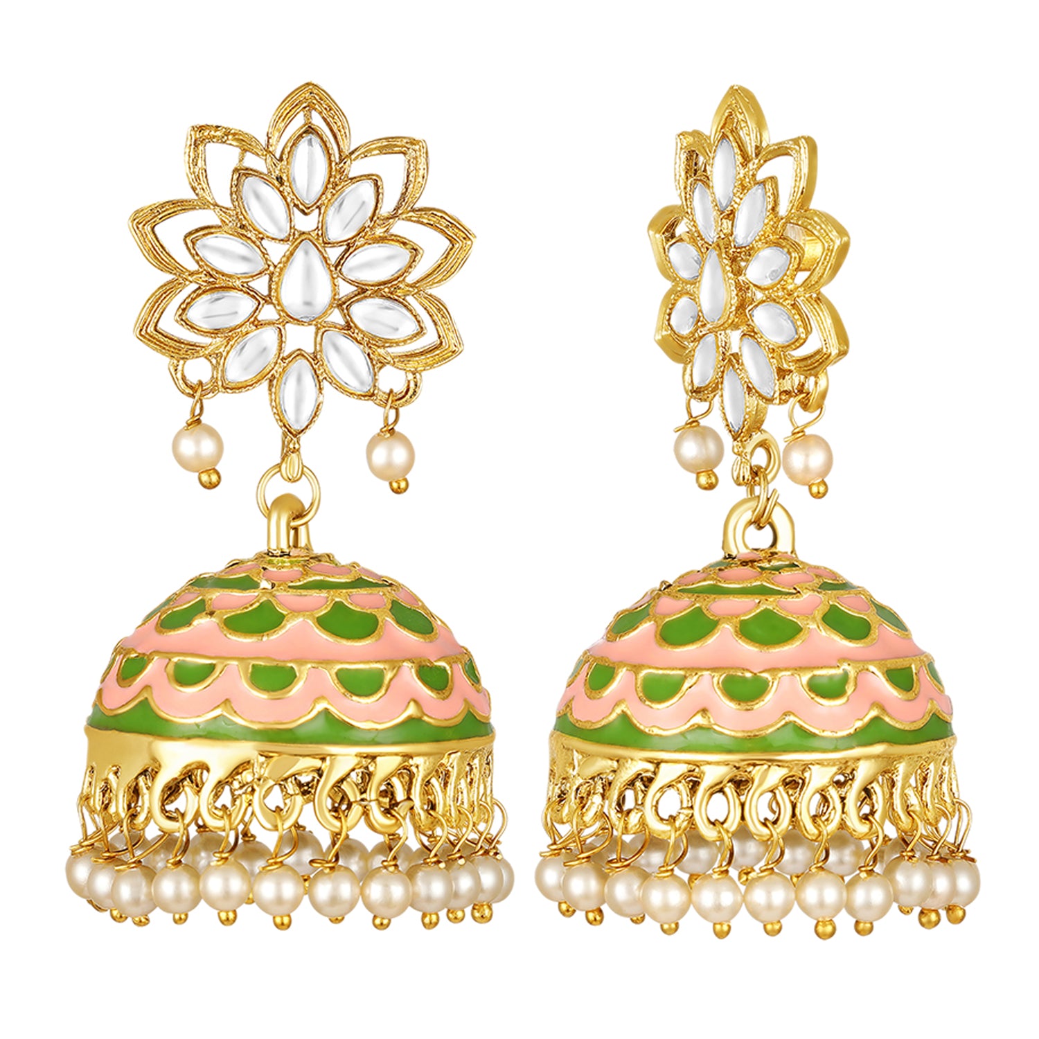 Meenakari Work Enamelled Jhumka Traditional Earings