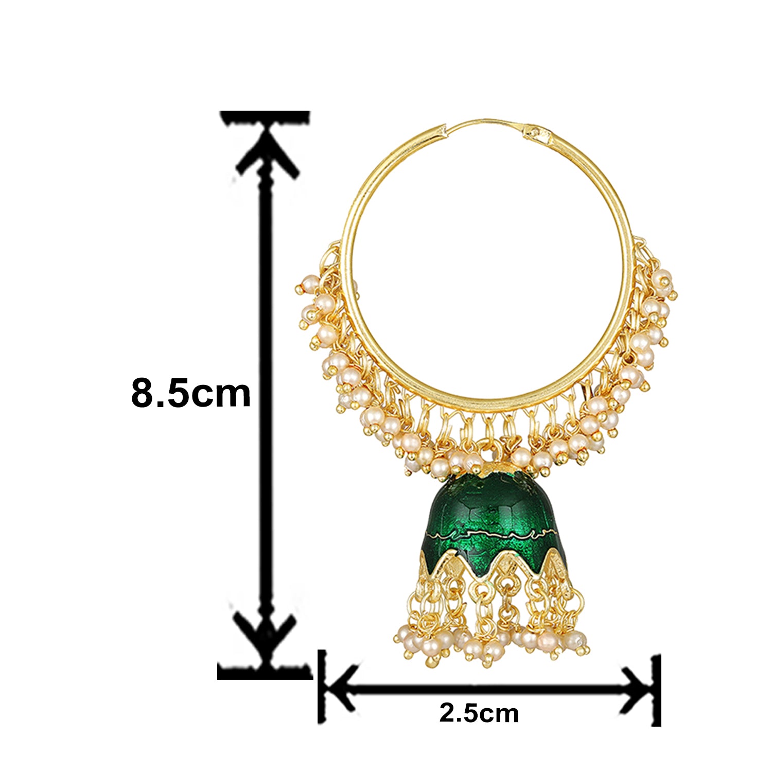 Green Meenakari Work Enamelled Bali Jhumki Earrings