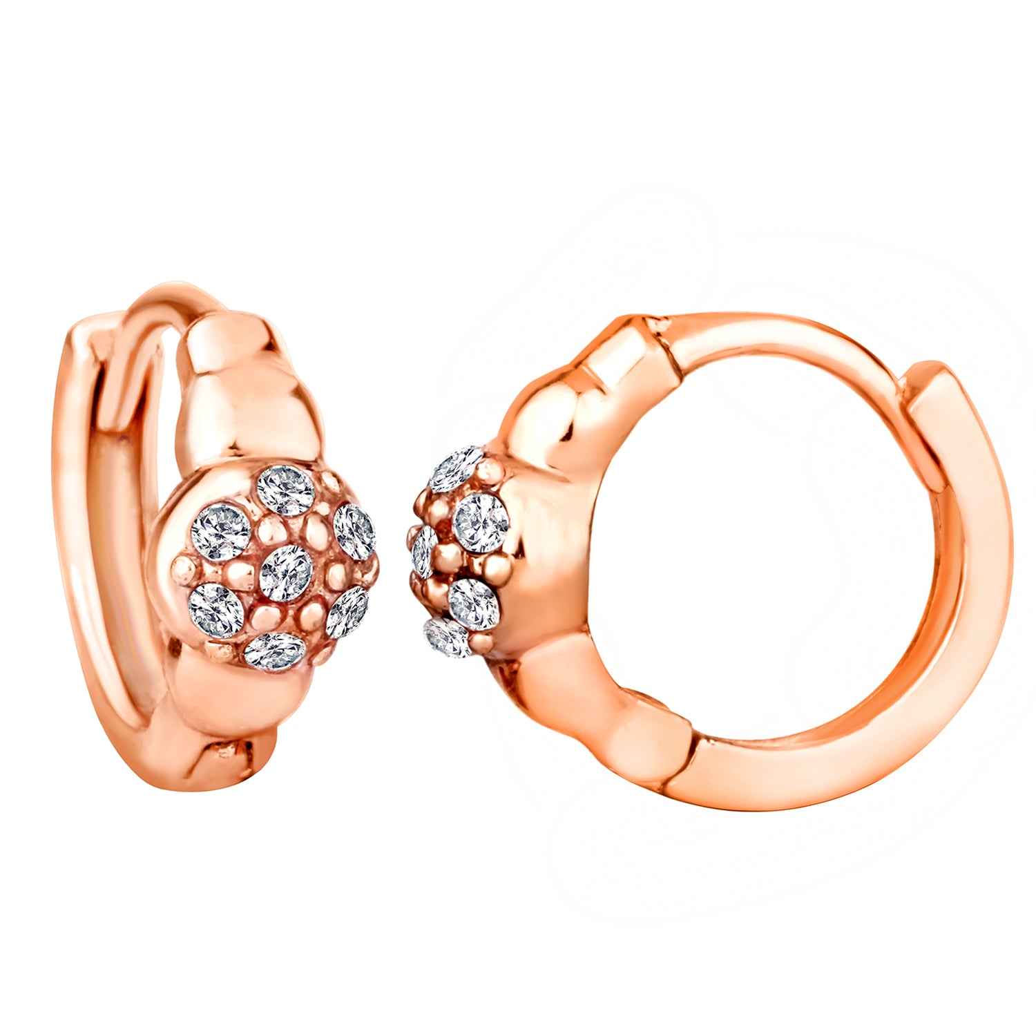 Glamorous Hoop Bali Earrings with White Crystals