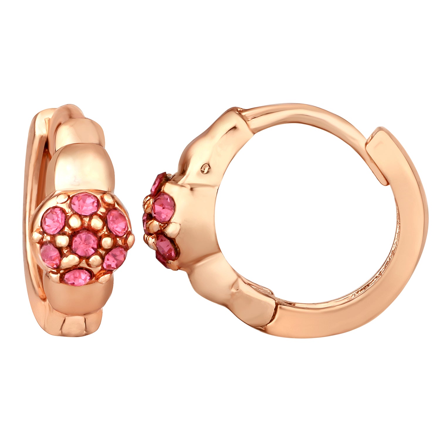 Glamorous Hoop Bali Earrings with White Crystals