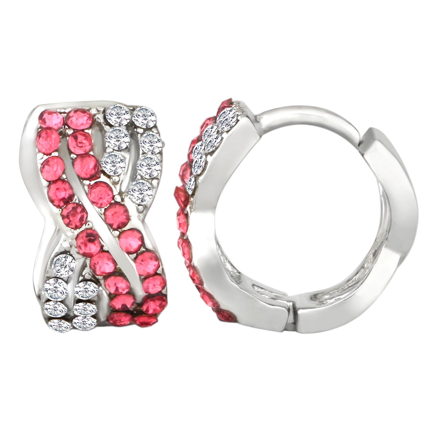 Glorious Blue Crystals Hoop Bali Earrings