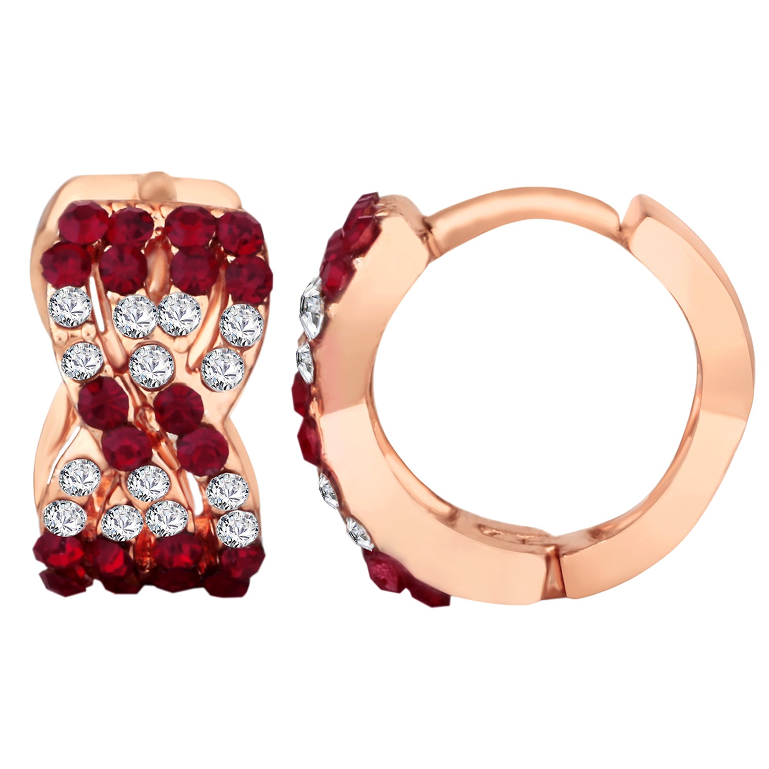 Glorious Blue Crystals Hoop Bali Earrings