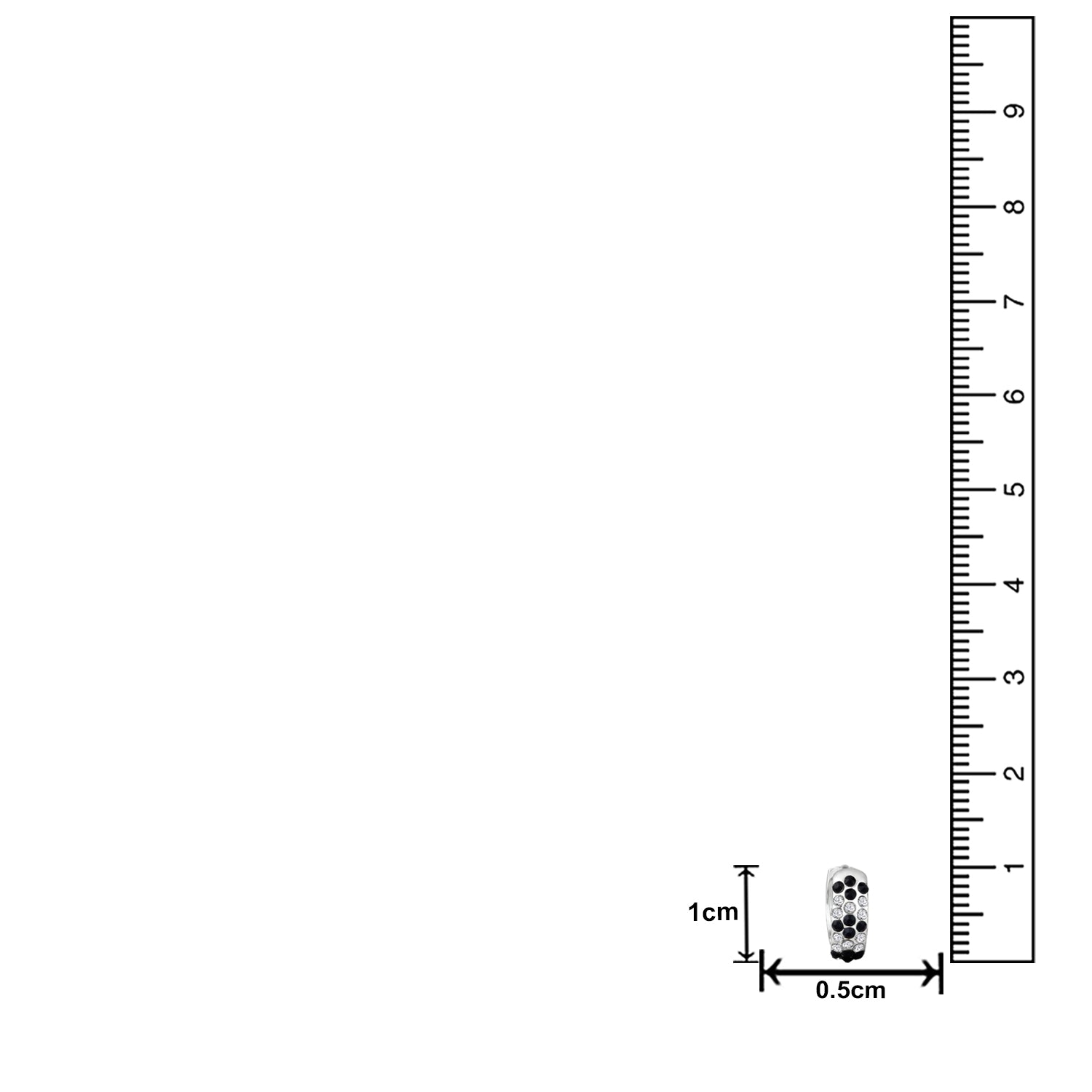 Glamorous Black and White Crystals Hoop Bali Earrings