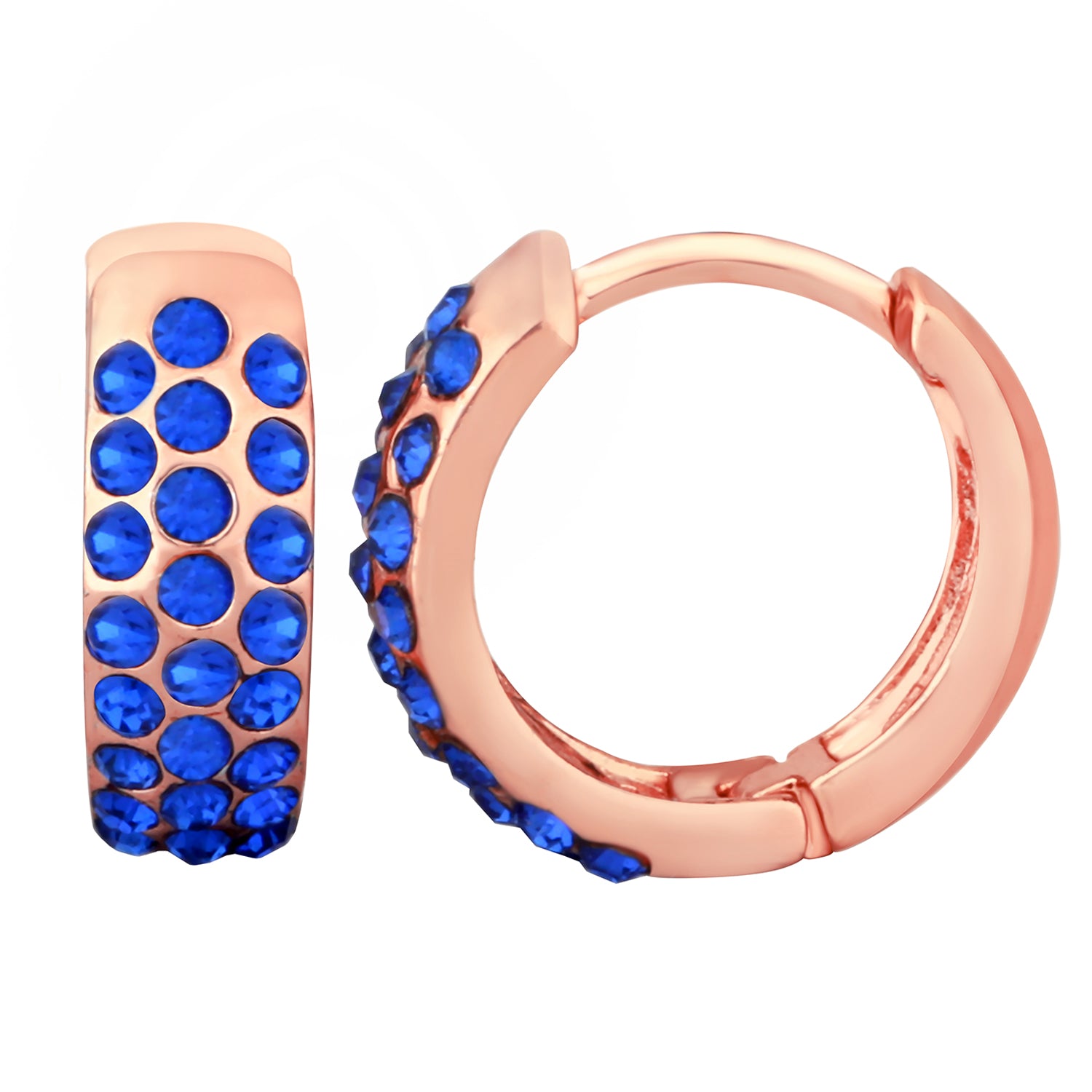 Glamorous Black and White Crystals Hoop Bali Earrings