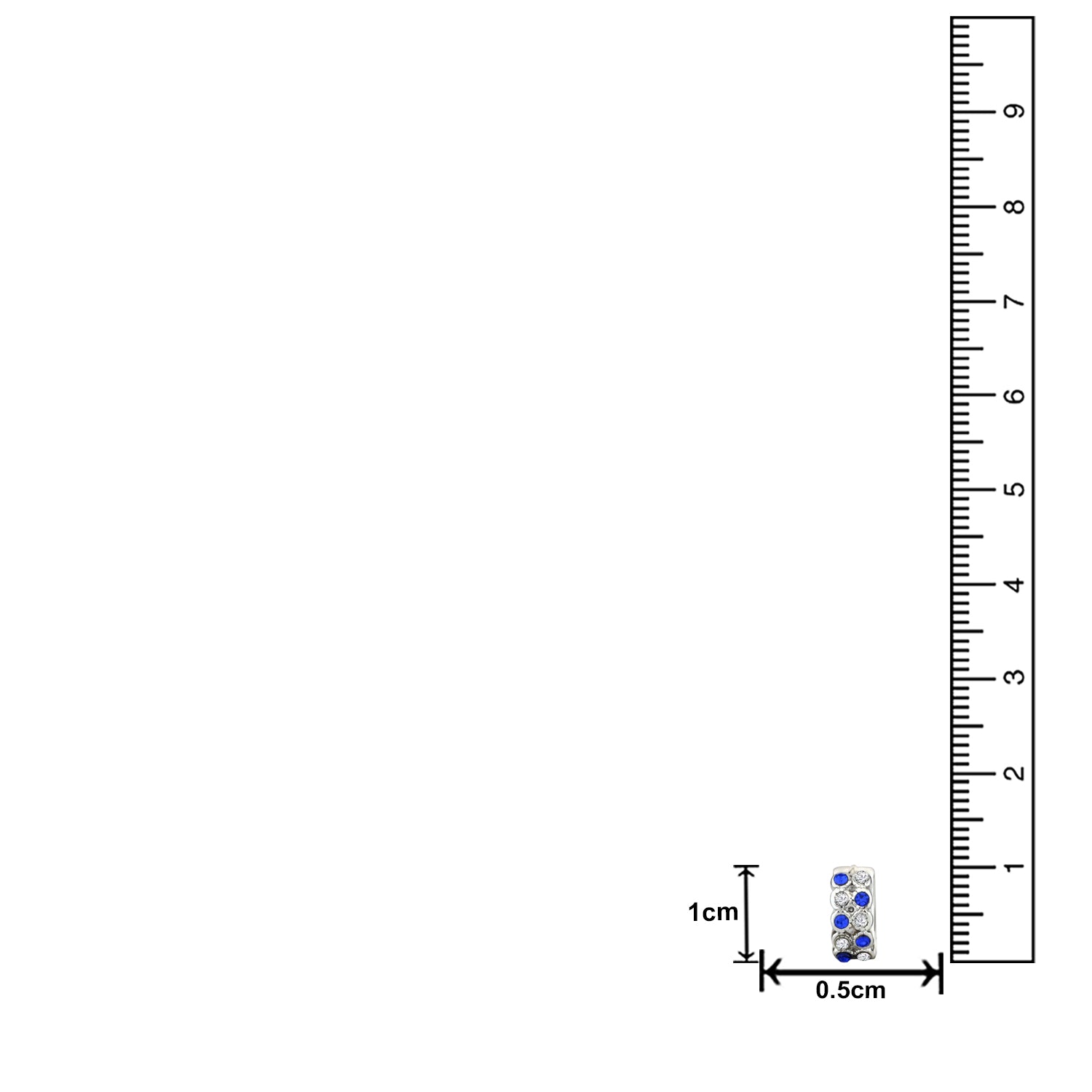 Glamorous Hoop Bali Earrings with Blue and White Crystals