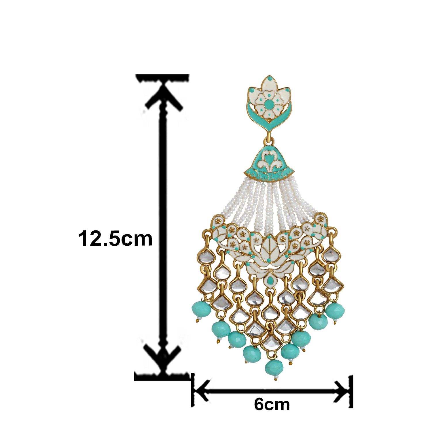 Meena Work Enamel Aritficial Pearls Dangler Earrings