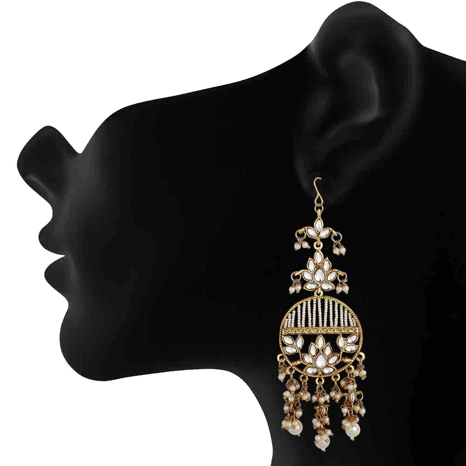 Floral Dangel Earrings with Pearls and Beads