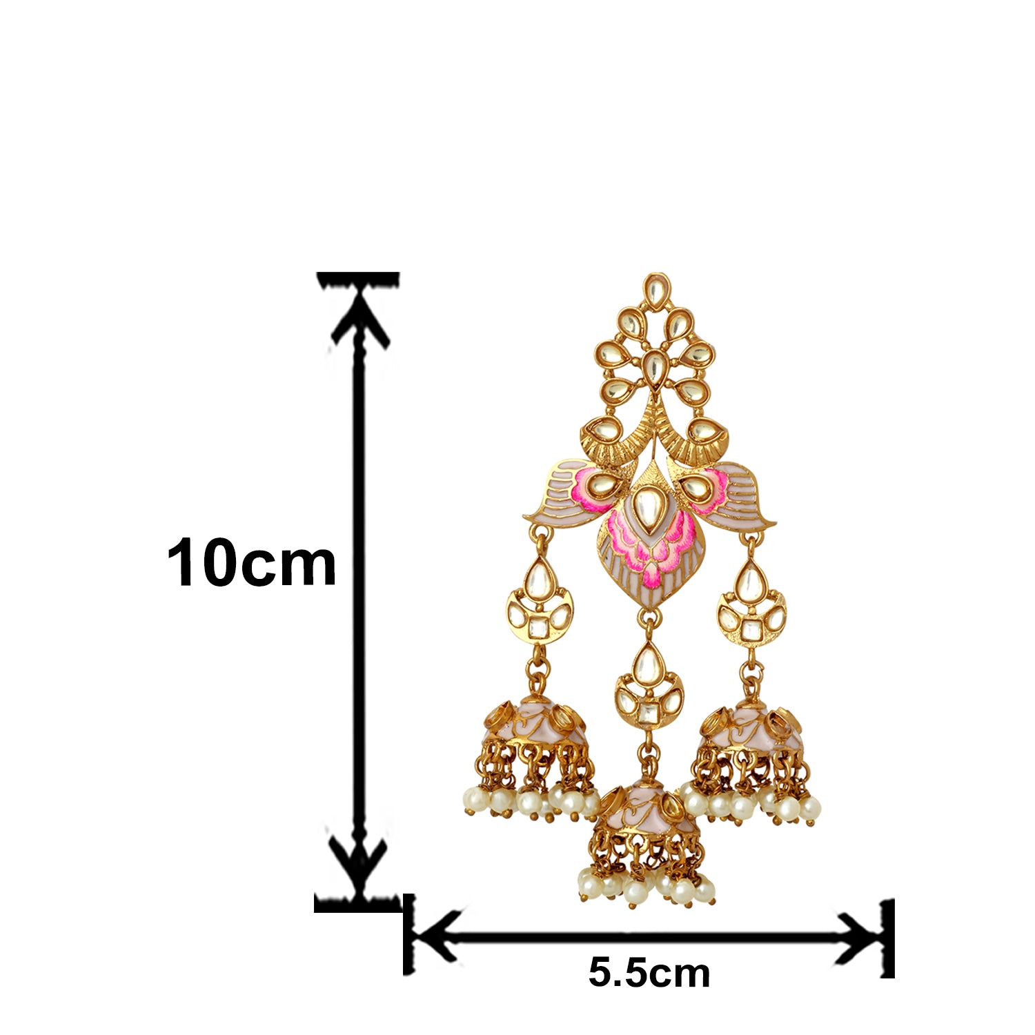 Traditional Meenakari Dangler Jhumki Earrings with Pearls and Crystals