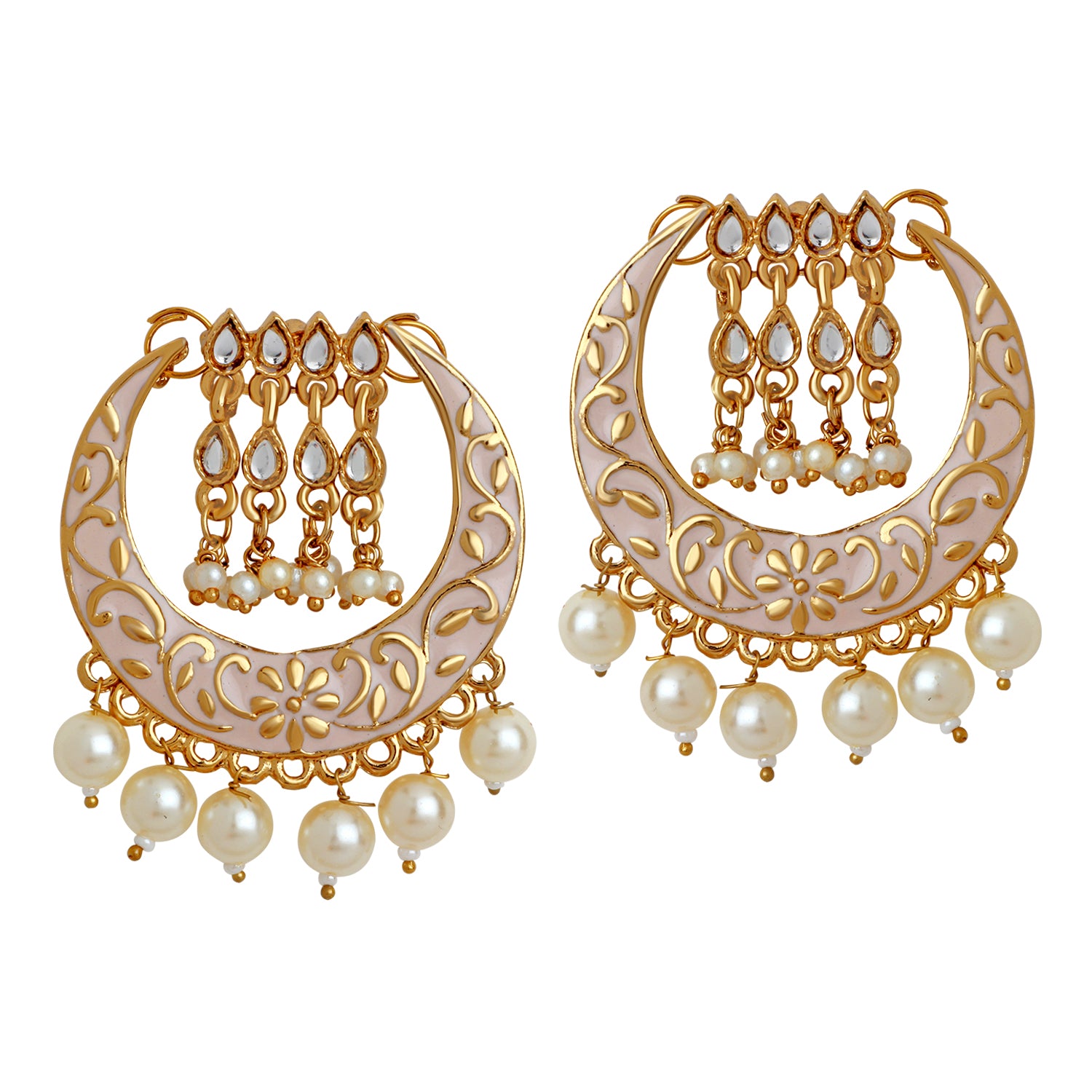 Traditional Meenakari Work Chandbali Dangler Earrings