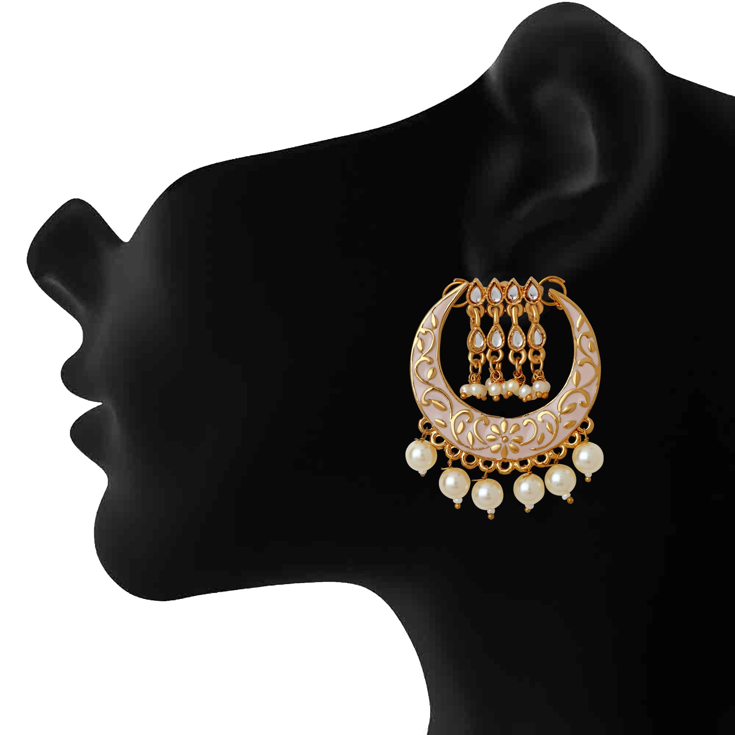 Traditional Meenakari Work Chandbali Dangler Earrings