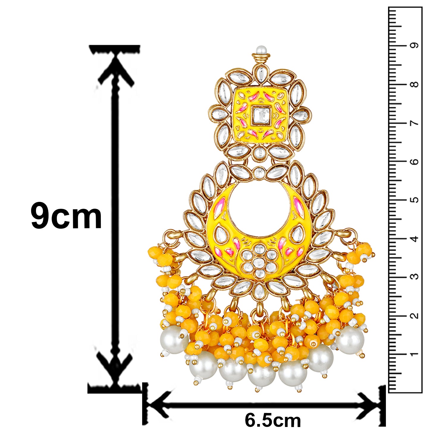 Maroon Meenakari Work Floral Chandbali Traditional Dangler Earrings with Crystals and Beads