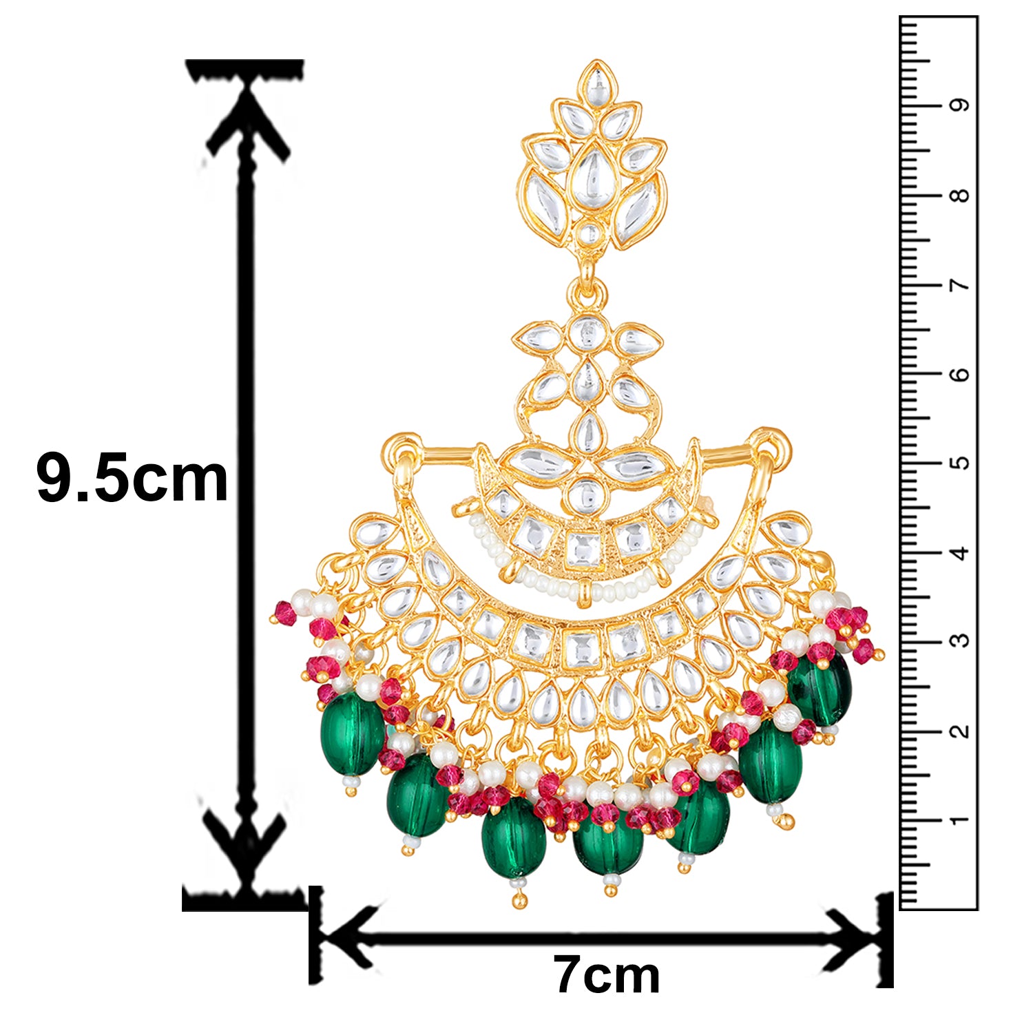 Floral Chandbali Traditional Dangler Earrings with Crystals and Multicolor Beads