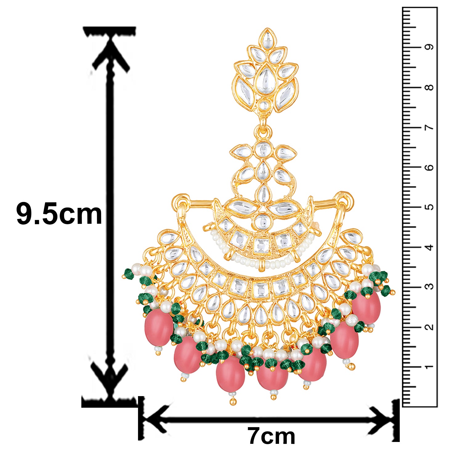 Floral Chandbali Traditional Dangler Earrings with Crystals and Multicolor Beads