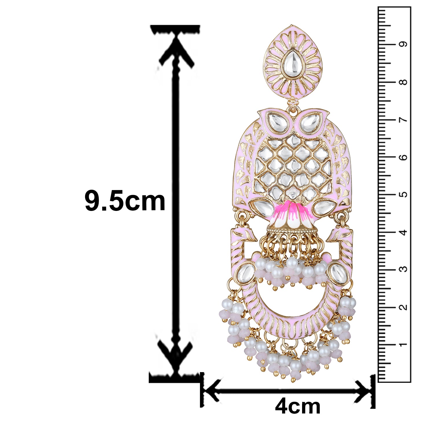 Purple Meena Work Floral Traditional Dangler Jhuma Earrings with Crystals and Beads