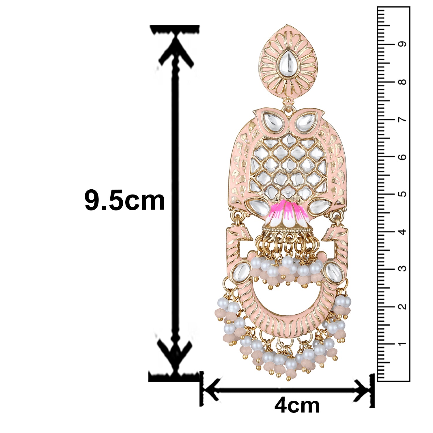 Purple Meena Work Floral Traditional Dangler Jhuma Earrings with Crystals and Beads