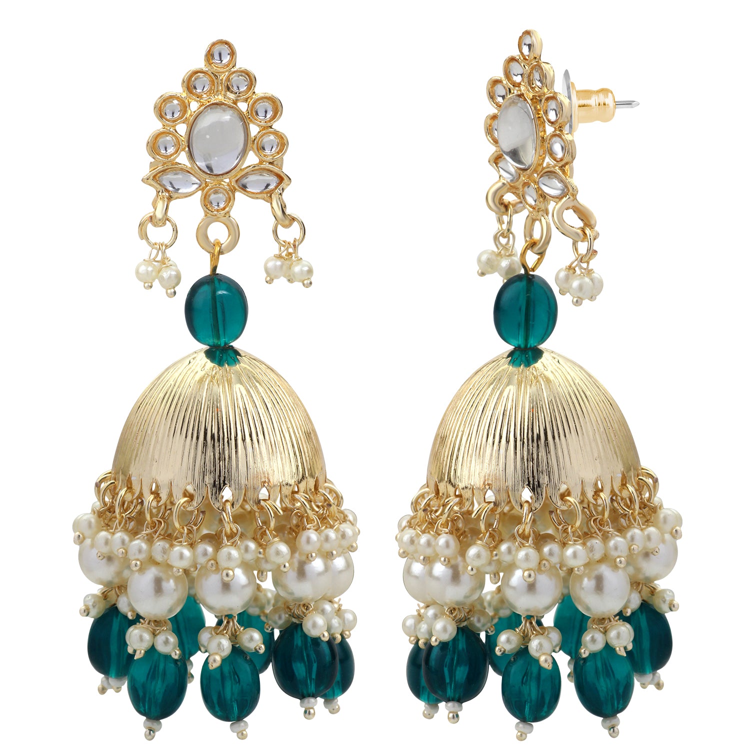 Green Tone Traditional Ethnic Jhumki Earring