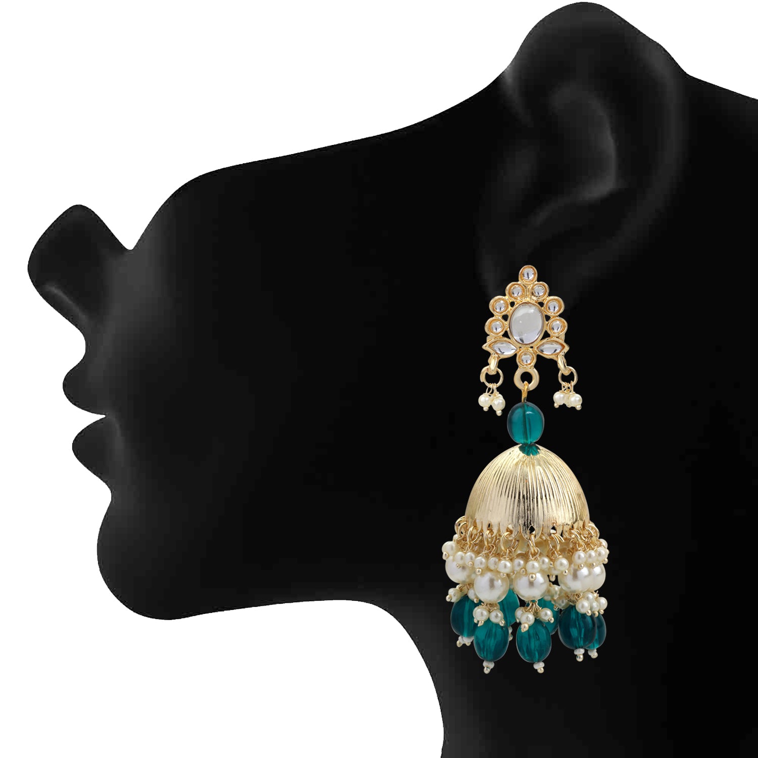 Green Tone Traditional Ethnic Jhumki Earring