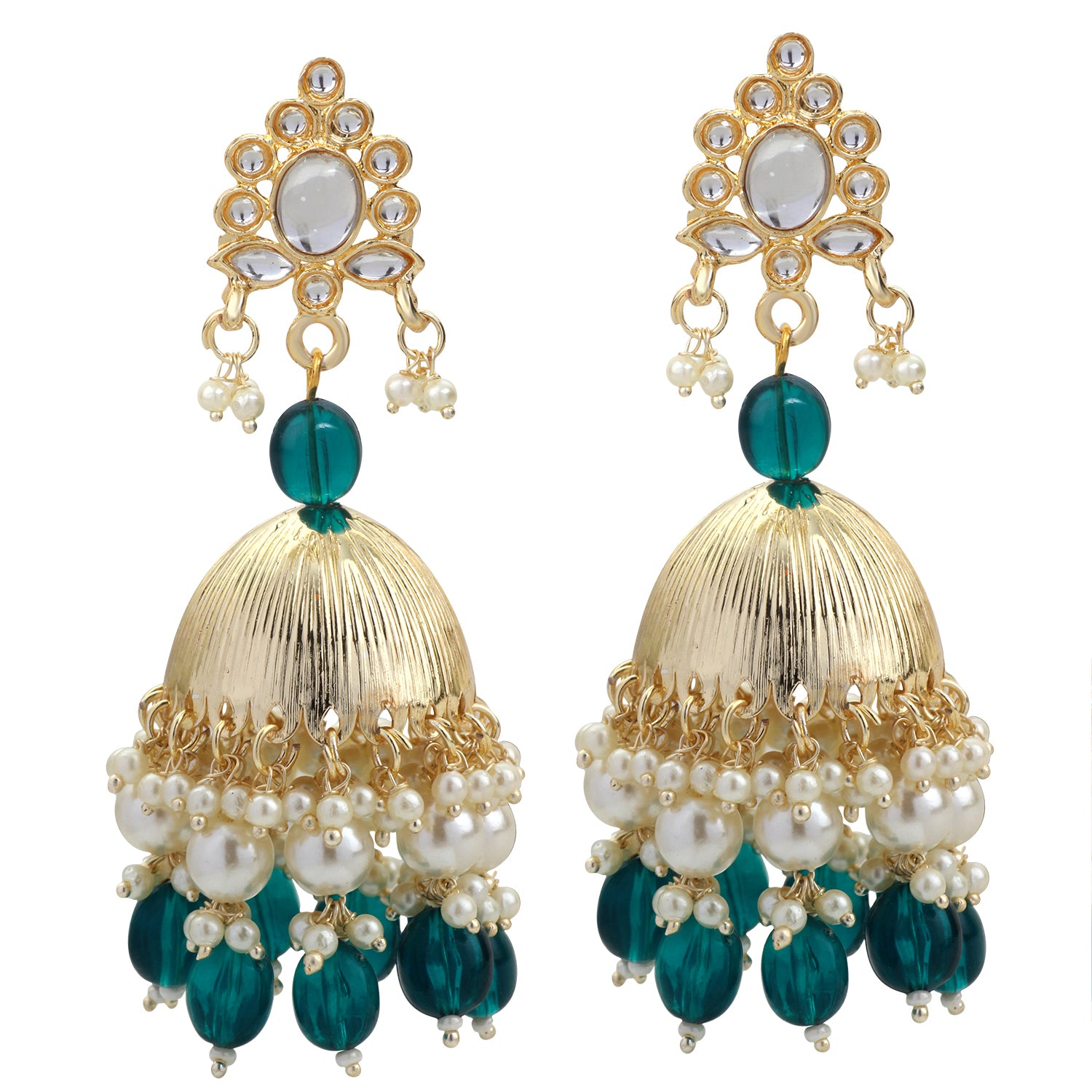 Green Tone Traditional Ethnic Jhumki Earring