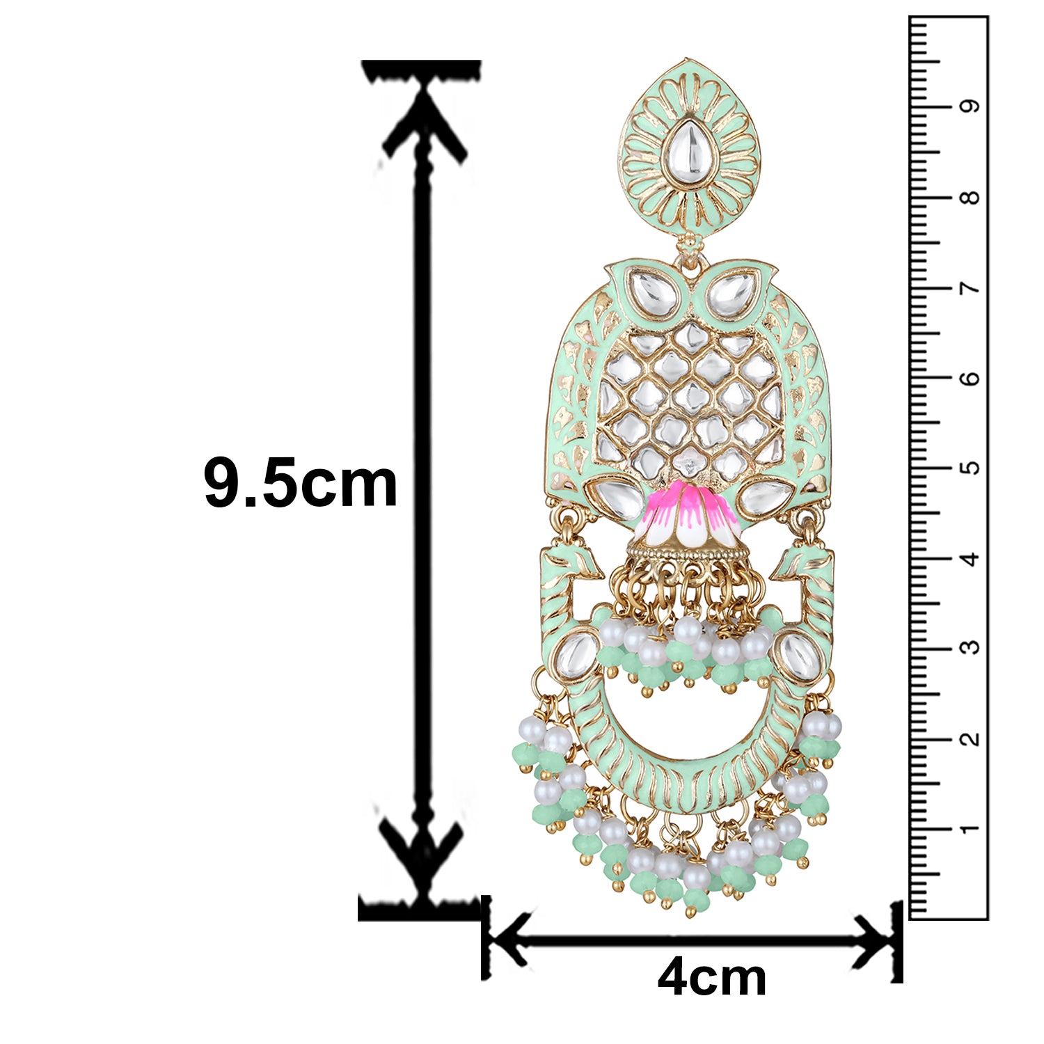 Purple Meena Work Floral Traditional Dangler Jhuma Earrings with Crystals and Beads