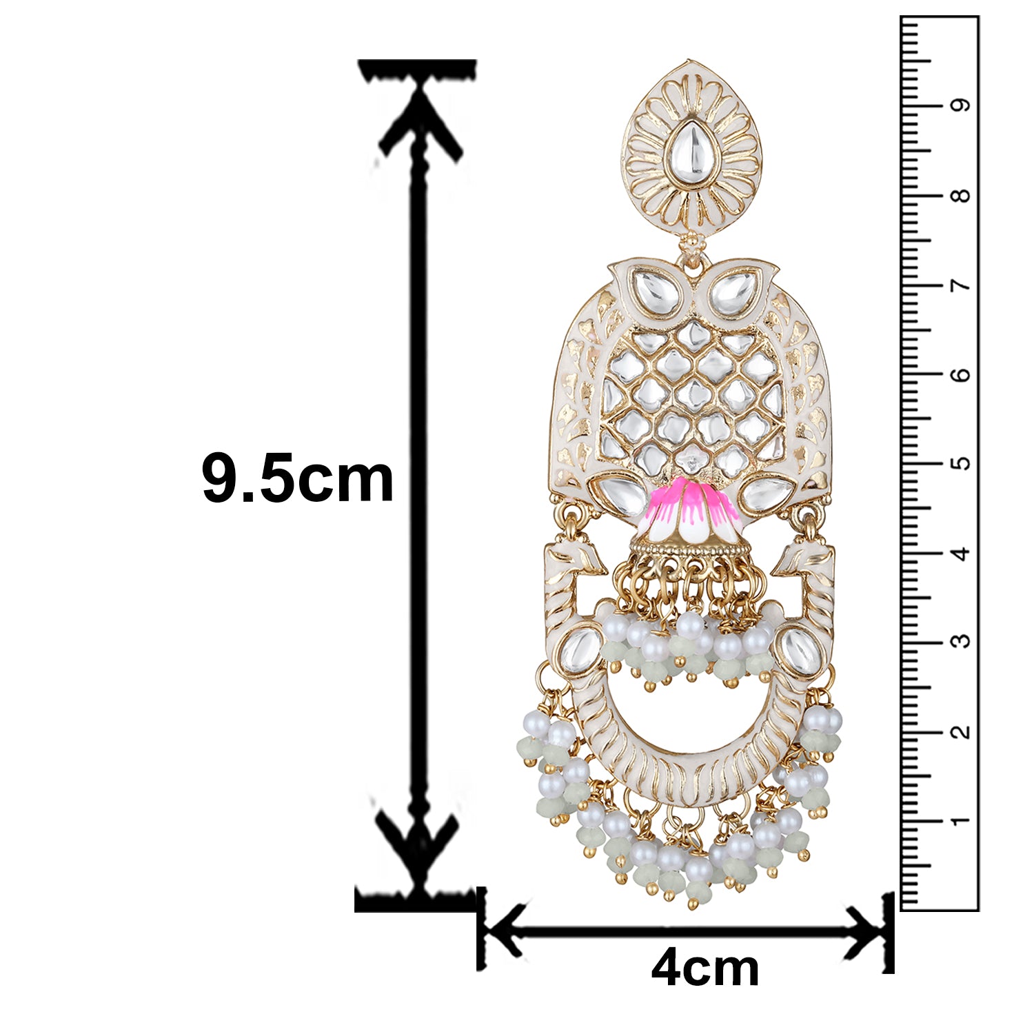 Purple Meena Work Floral Traditional Dangler Jhuma Earrings with Crystals and Beads