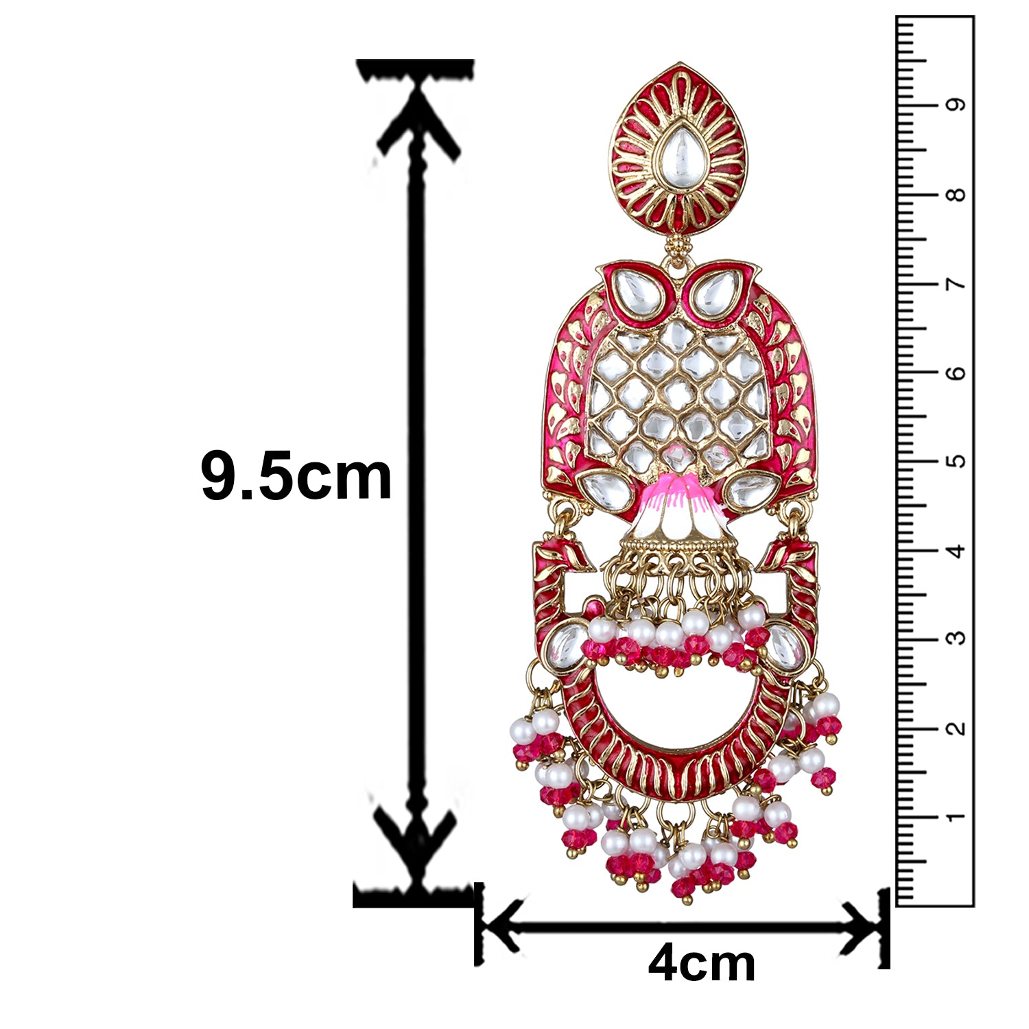 Purple Meena Work Floral Traditional Dangler Jhuma Earrings with Crystals and Beads