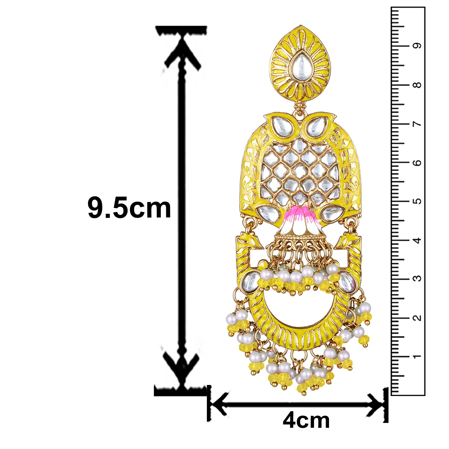 Purple Meena Work Floral Traditional Dangler Jhuma Earrings with Crystals and Beads