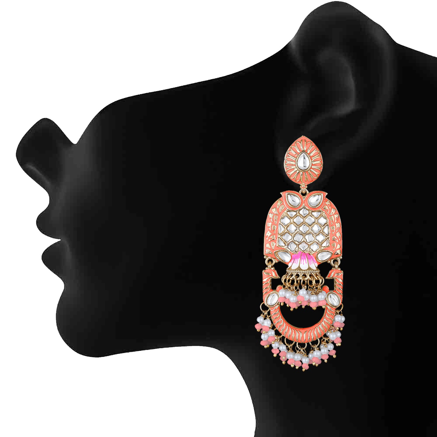 Purple Meena Work Floral Traditional Dangler Jhuma Earrings with Crystals and Beads