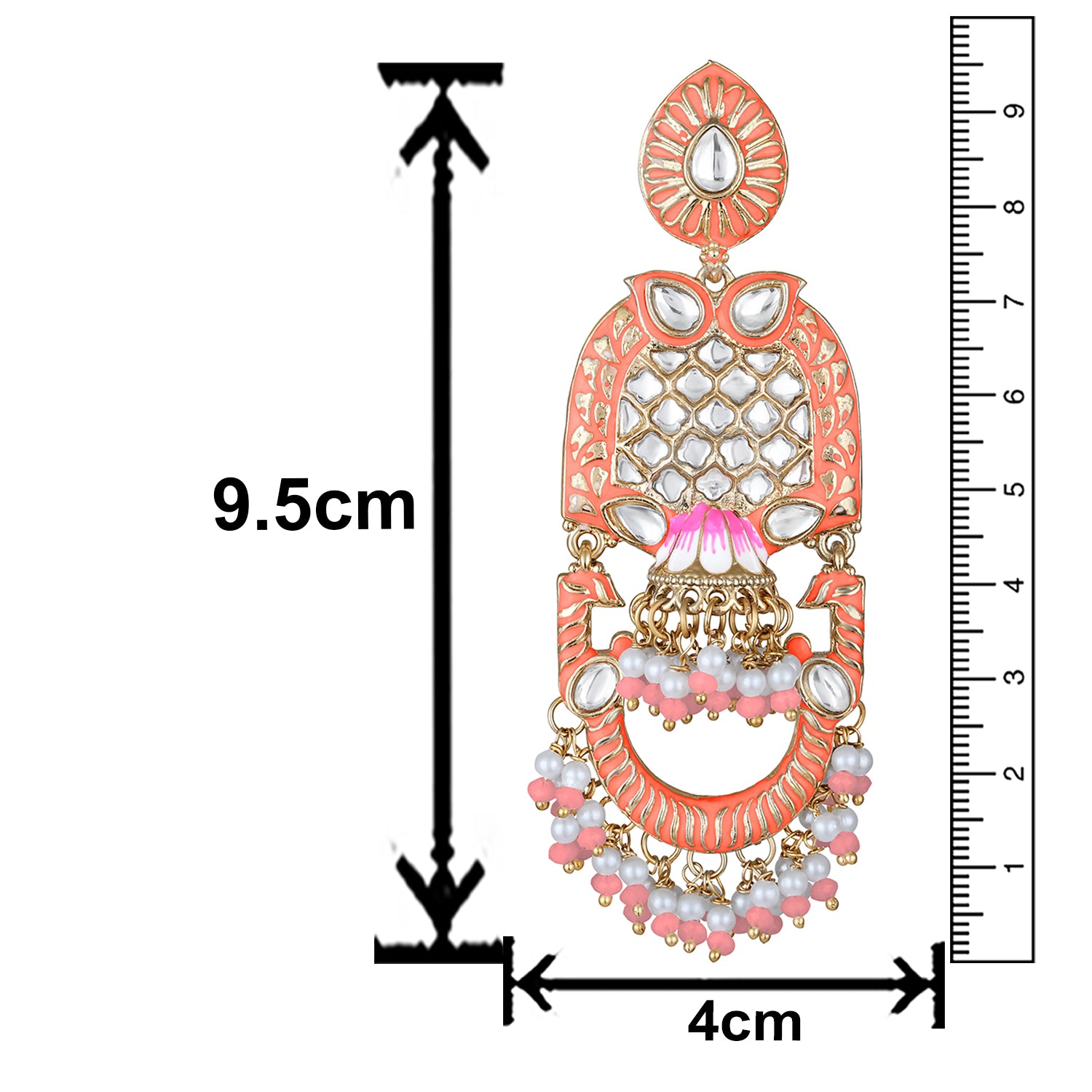 Purple Meena Work Floral Traditional Dangler Jhuma Earrings with Crystals and Beads