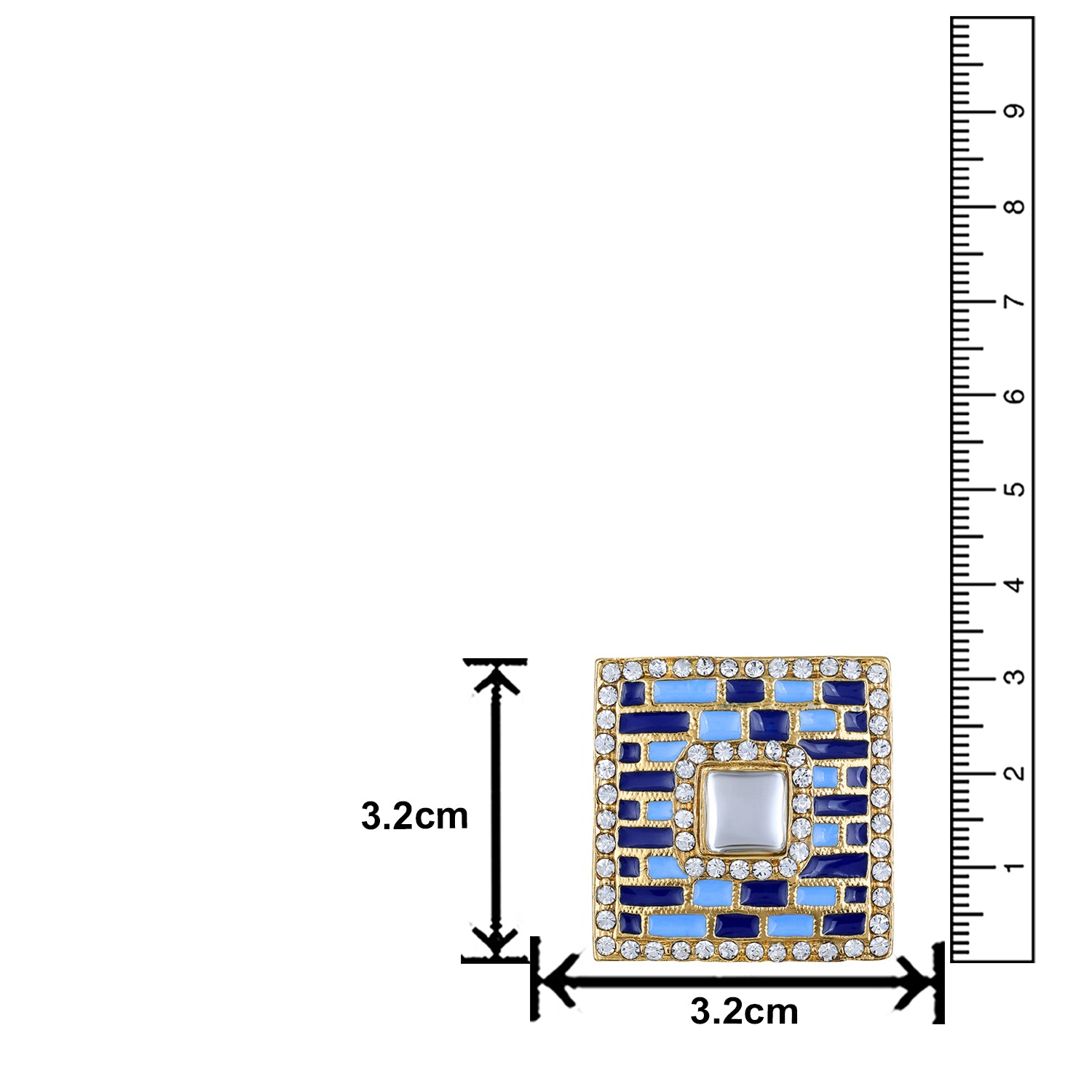 Blue Meenakari Enamel Squarish Dangler Earrings with Crystals