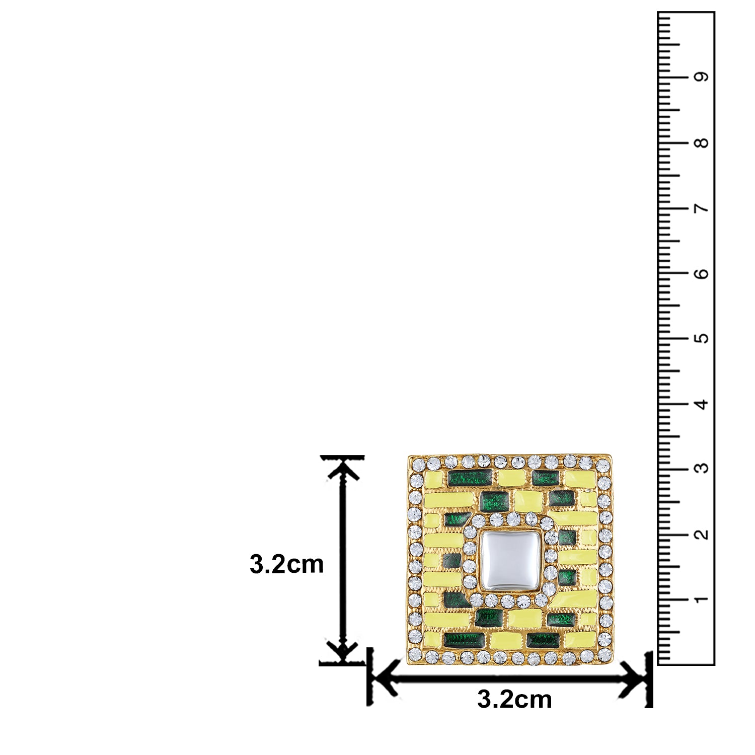 Blue Meenakari Enamel Squarish Dangler Earrings with Crystals