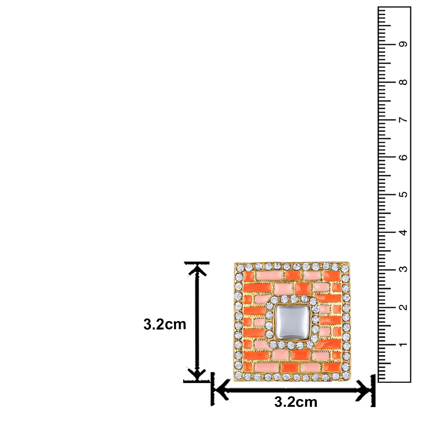 Blue Meenakari Enamel Squarish Dangler Earrings with Crystals