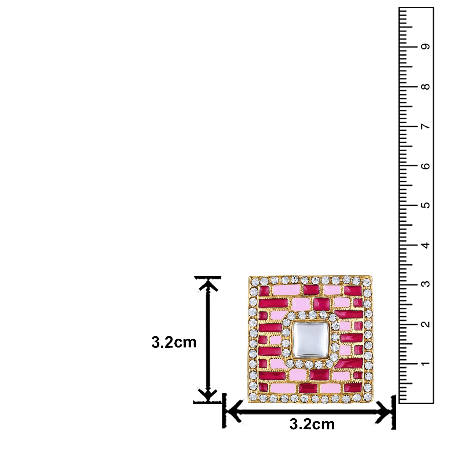 Blue Meenakari Enamel Squarish Dangler Earrings with Crystals