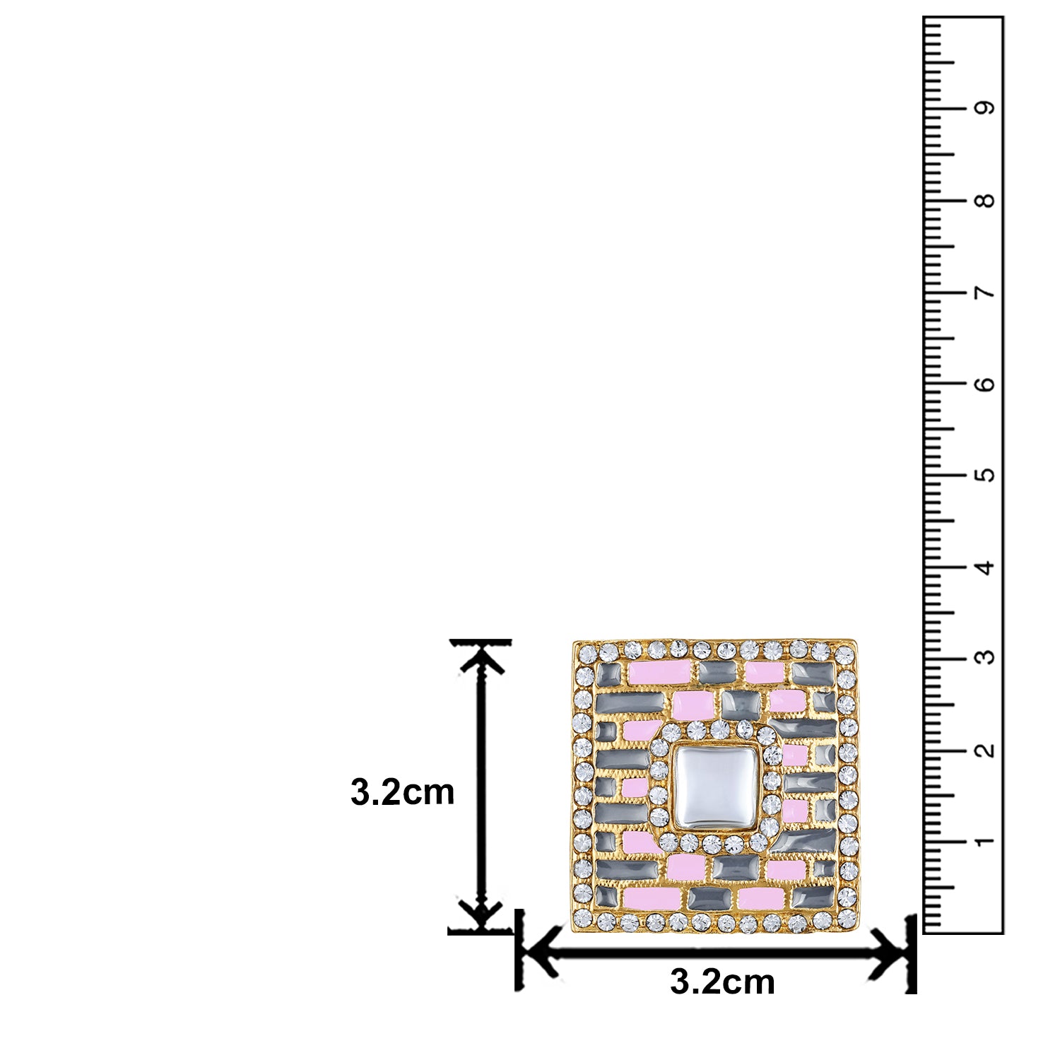 Blue Meenakari Enamel Squarish Dangler Earrings with Crystals