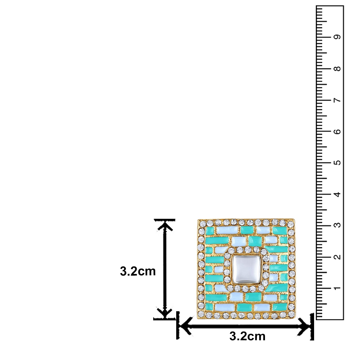 Blue Meenakari Enamel Squarish Dangler Earrings with Crystals