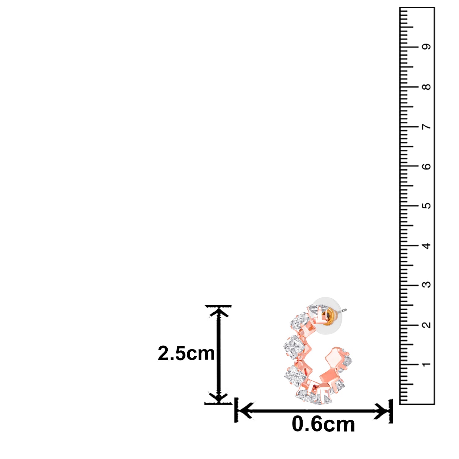 Shiny Princess Cut Half Bali Hoop Earrings