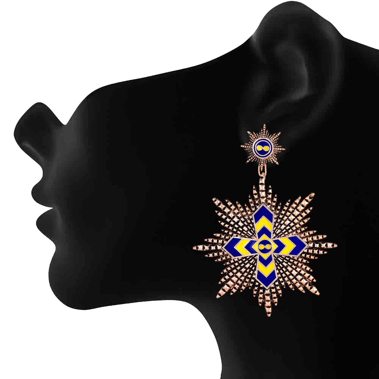 Multicolor Interlocking Cross Dangler Earrings